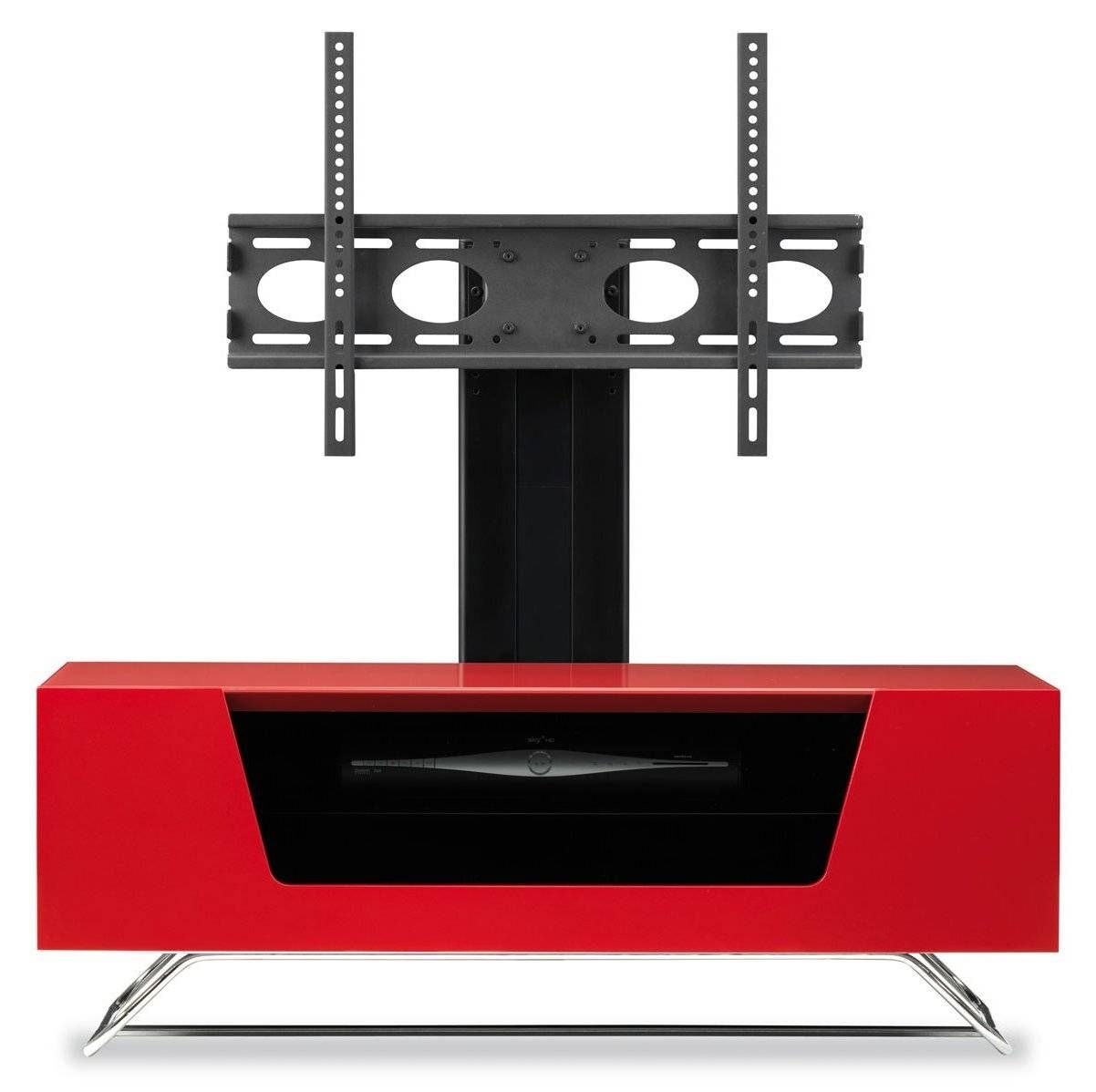 Alphason Chromium Red Cantilever Tv Stand Intended For Red Tv Cabinets (View 6 of 15)