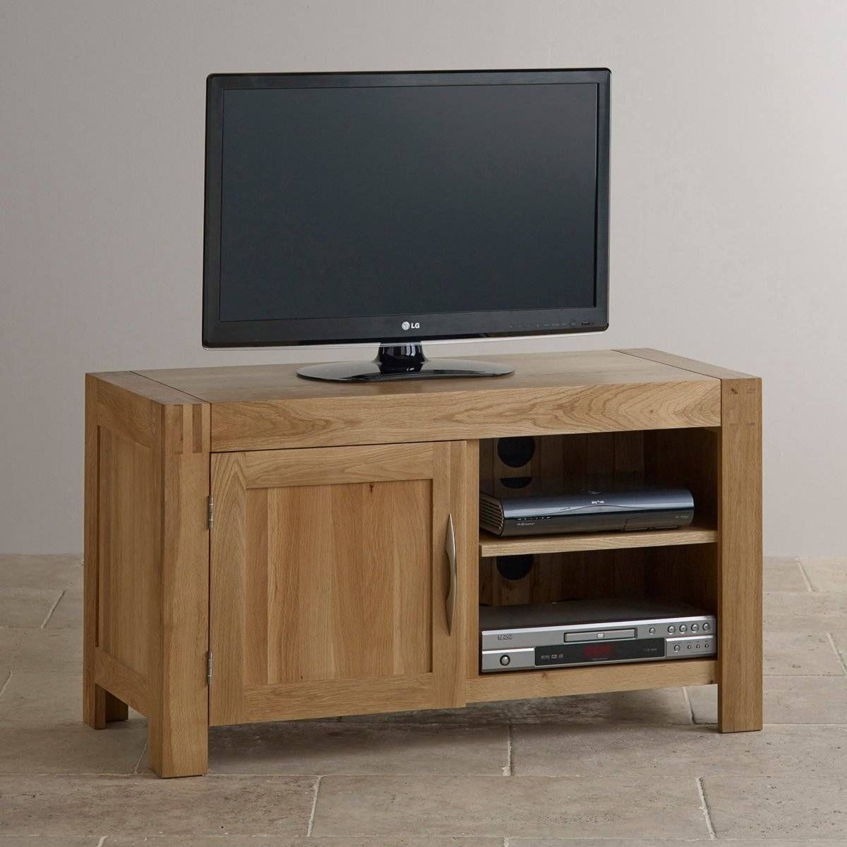Alto Tv + Dvd Cabinet In Natural Solid Oak | Oak Furniture Land Regarding Chunky Oak Tv Unit (View 11 of 15)