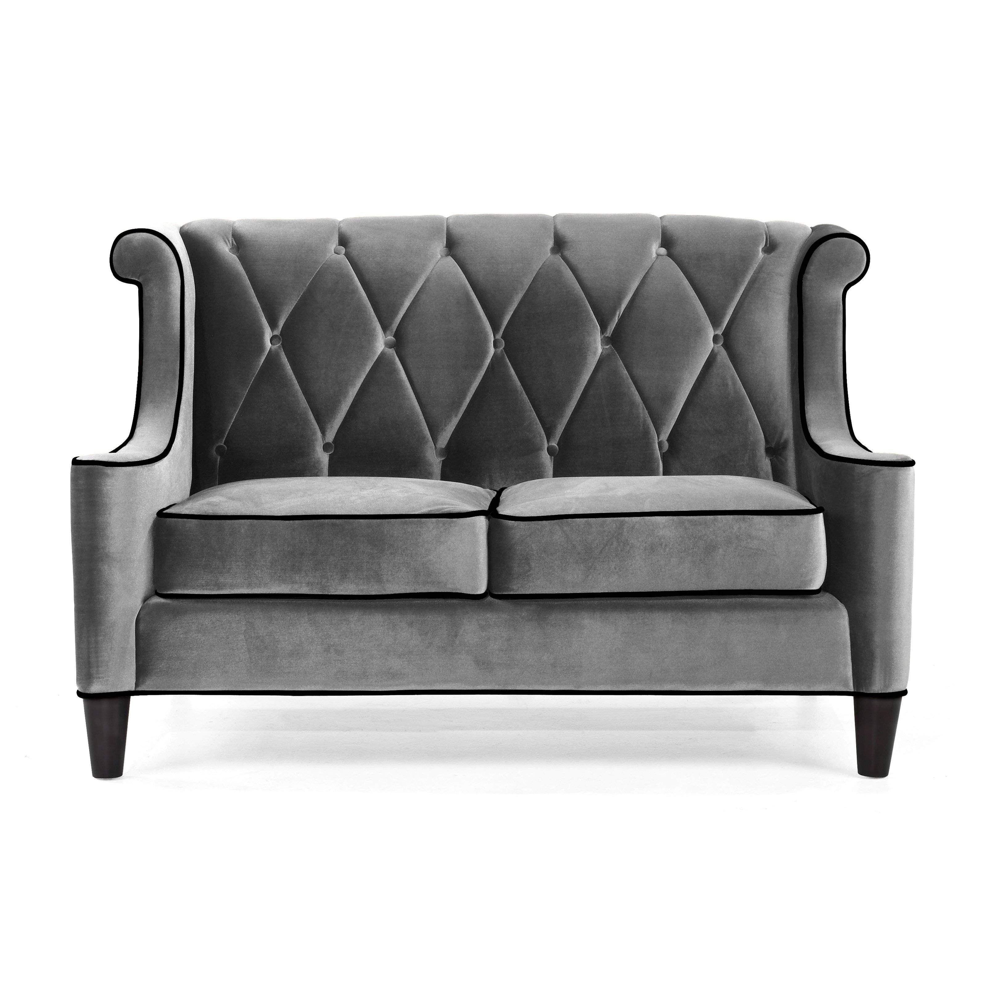Armen Living Barrister Gray Velvet Sofa | Hayneedle Inside Gray Sofas (View 14 of 15)
