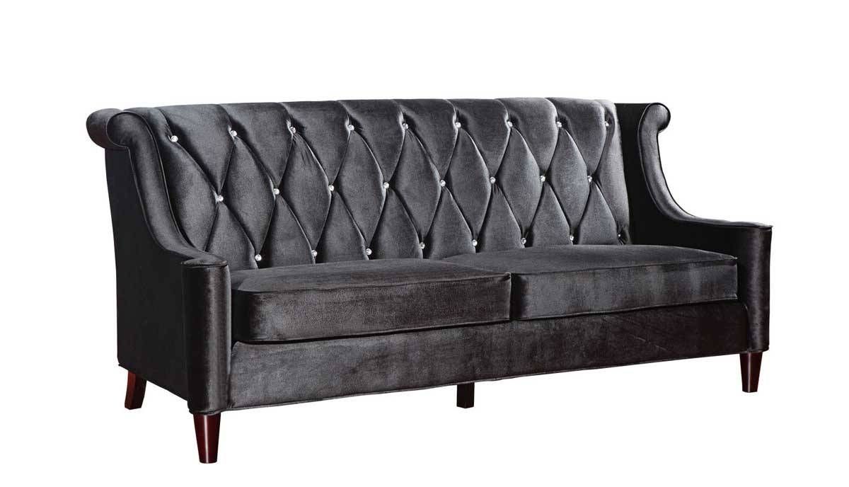 Armen Living Barrister Velvet Sofa – Black Al Lc8443black At With Regard To Barrister Velvet Sofas (View 7 of 15)