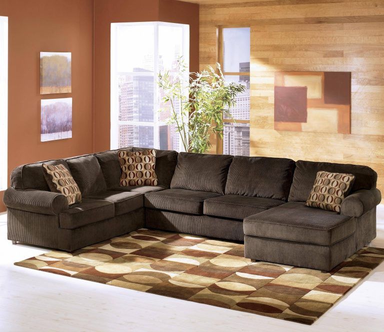 2024 Latest Ashley Corduroy Sectional Sofas   Ashley Furniture Vista Chocolate Casual 3 Piece Sectional With Inside Ashley Corduroy Sectional Sofas 768x665 