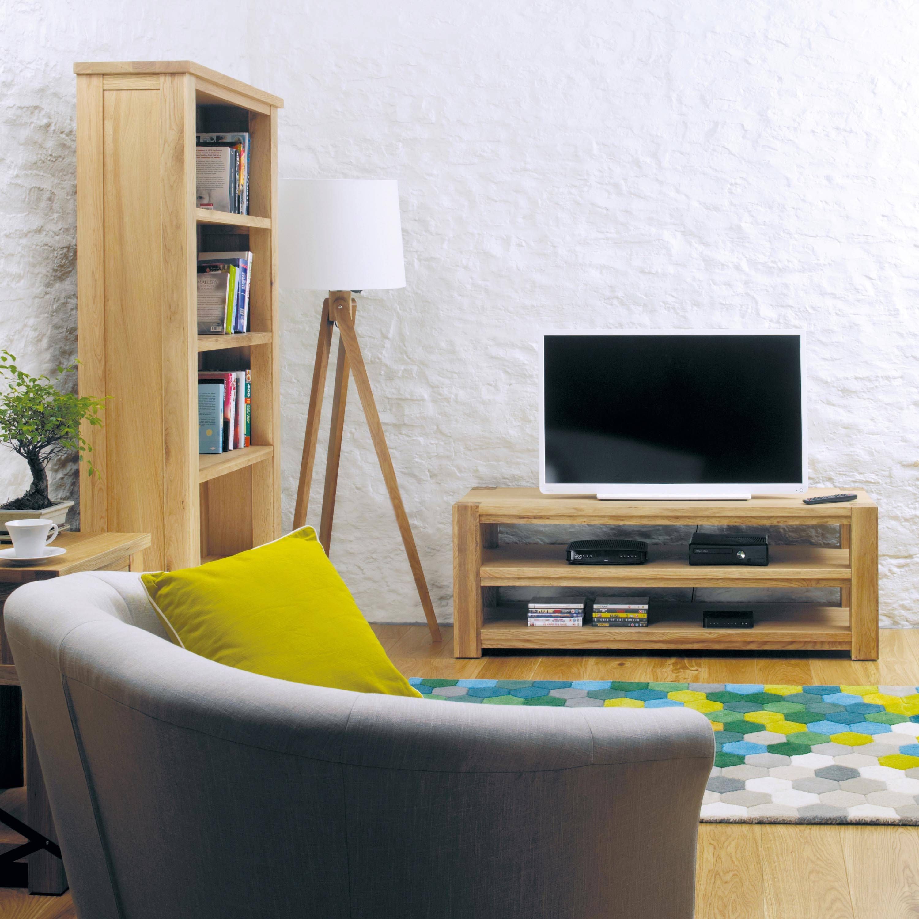 Aston Oak Widescreen Open Television Cabinet (cvr09a) With Regard To Contemporary Oak Tv Cabinets (View 9 of 15)