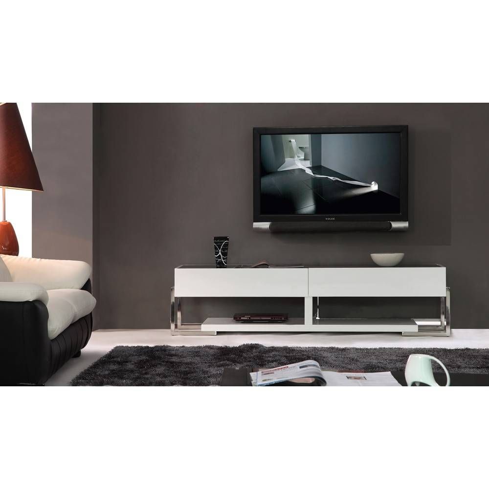 B Modern Agent Tv Stand | White High Gloss / Black Glass Top, B Throughout B Modern Tv Stands (View 8 of 15)
