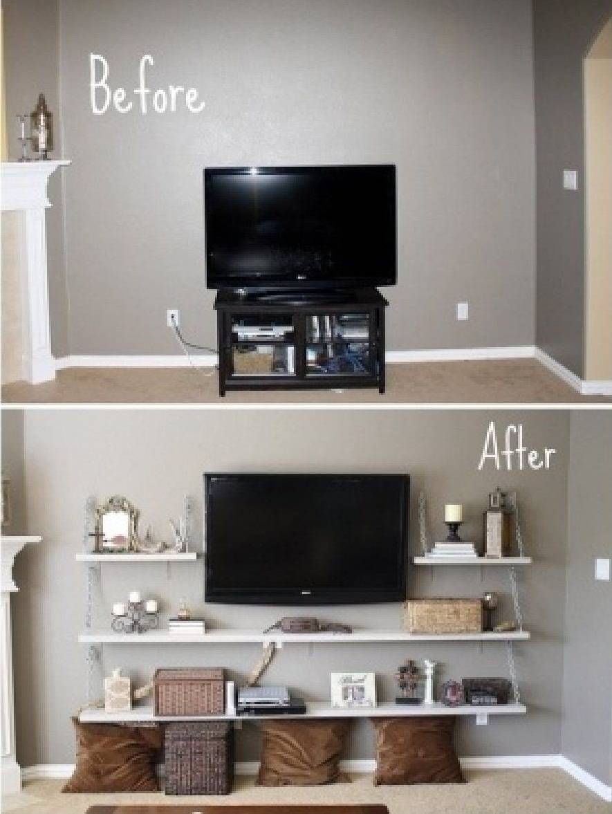 Before And After Diy Cool Remodel Tv Stands With Floating Wood With Cool Tv Stands (Photo 1 of 15)