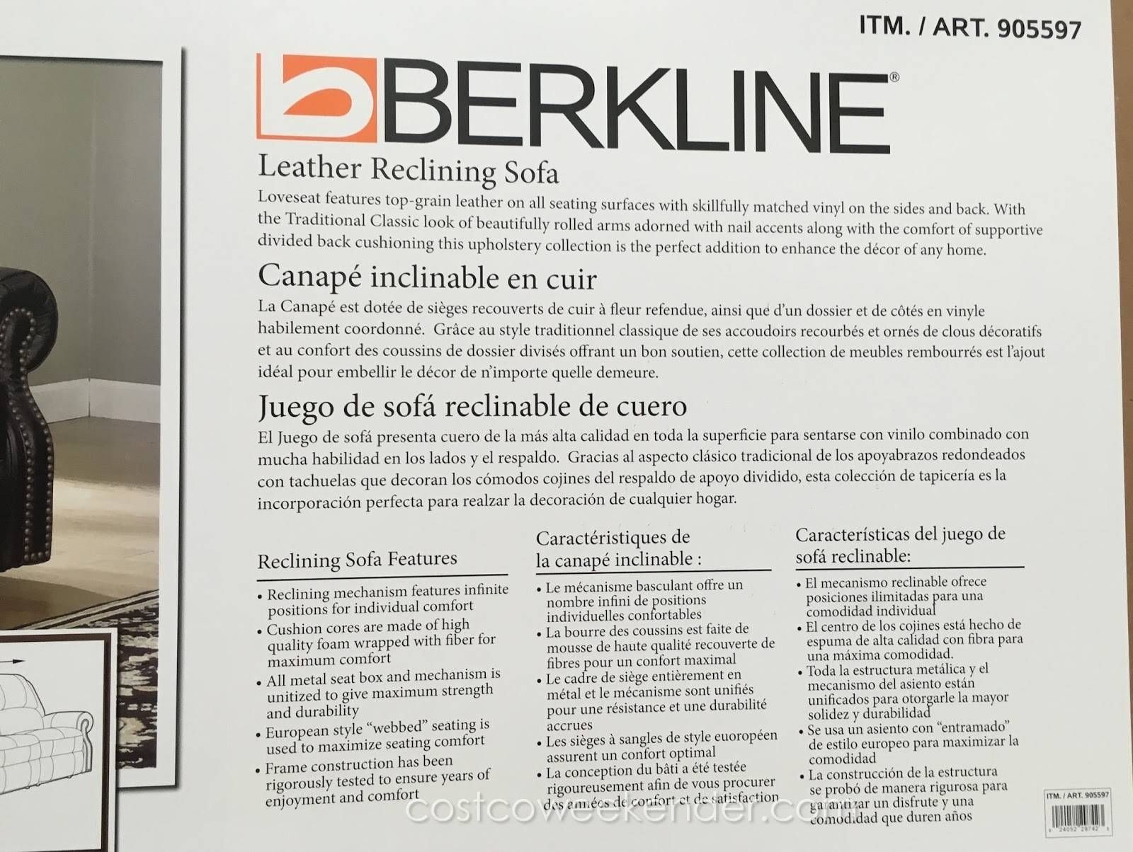 Berkline Leather Reclining Sofa | Costco Weekender With Berkline Reclining Sofas (View 15 of 15)