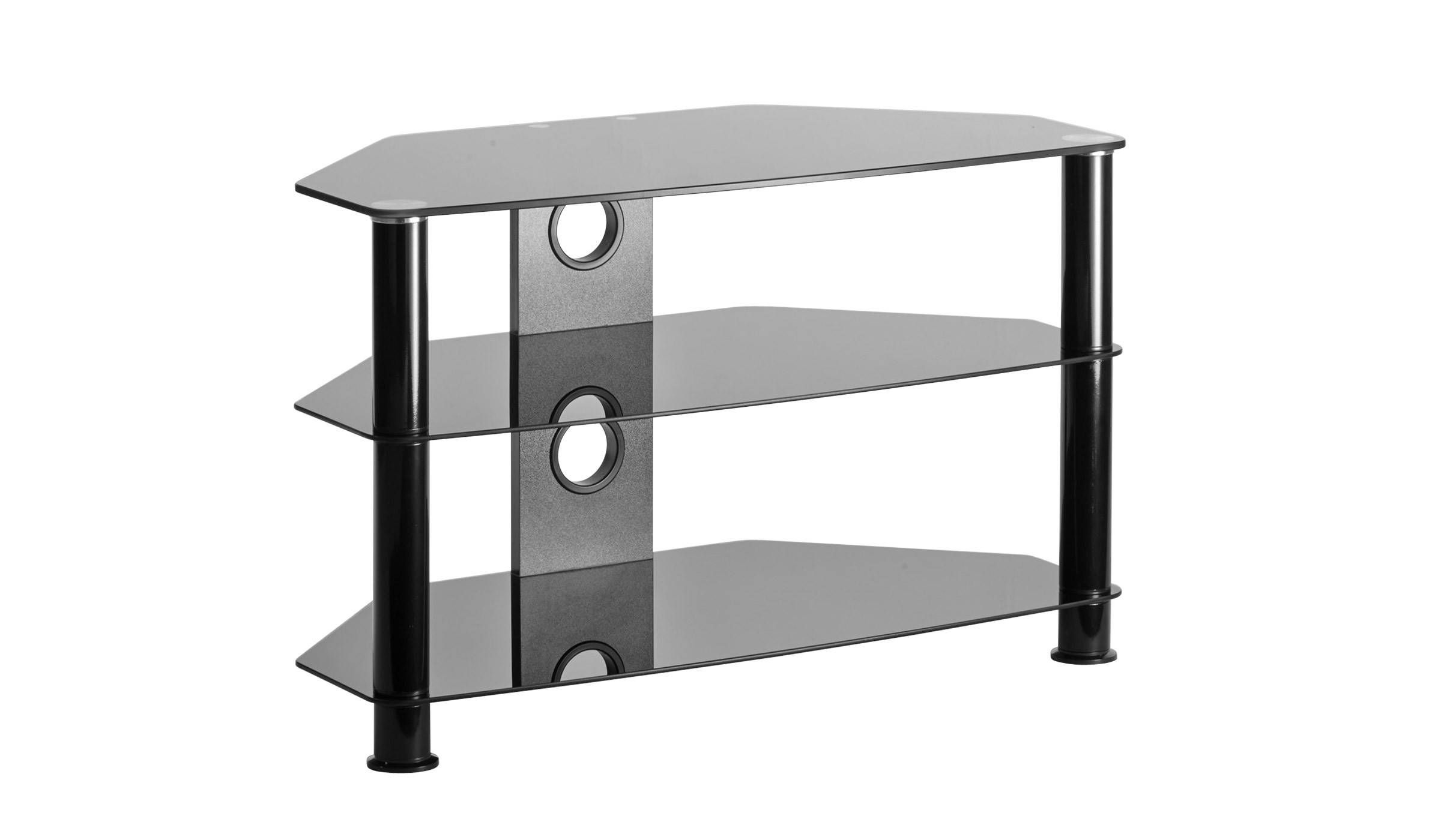 Black Glass Corner Tv Stand Up To 37 Inch Tv | Mmt Db800 Regarding Black Glass Tv Stands (View 12 of 15)