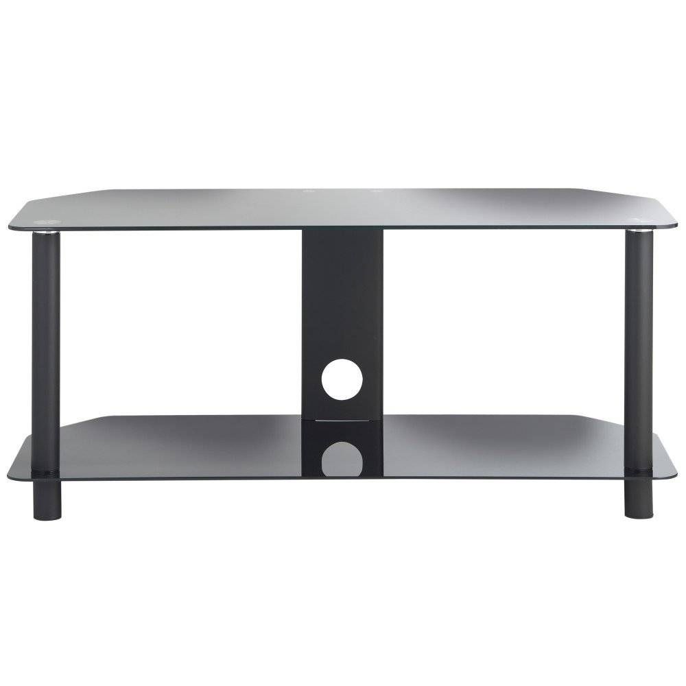 Black Glass Tv Stand With 2 Shelves For 42inch Tv's | Vonhaus In Black Glass Tv Stands (View 11 of 15)