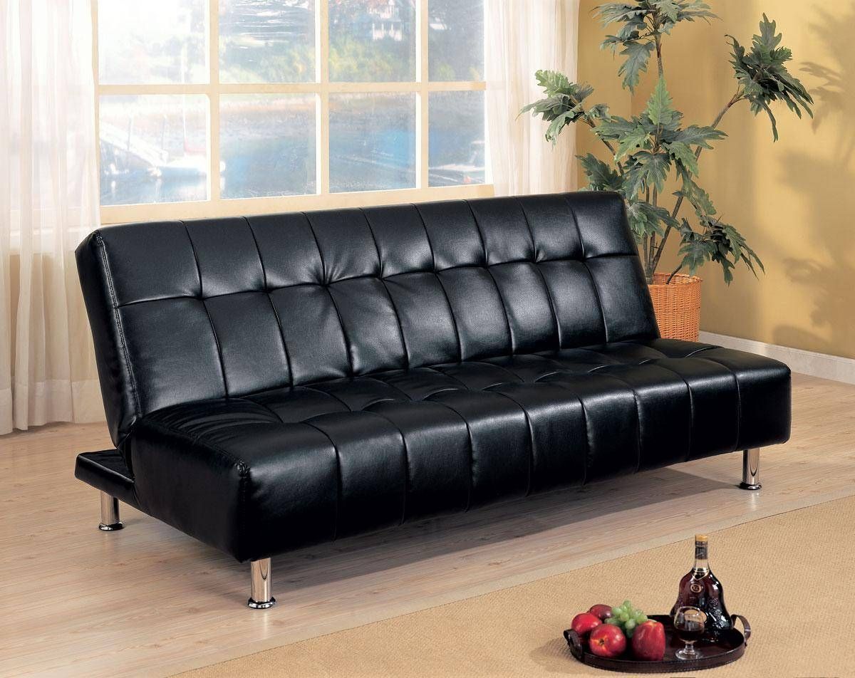 Black Leather Futon Sofa Bed 43 With Black Leather Futon Sofa Bed In Small Black Futon Sofa Beds (Photo 11 of 15)