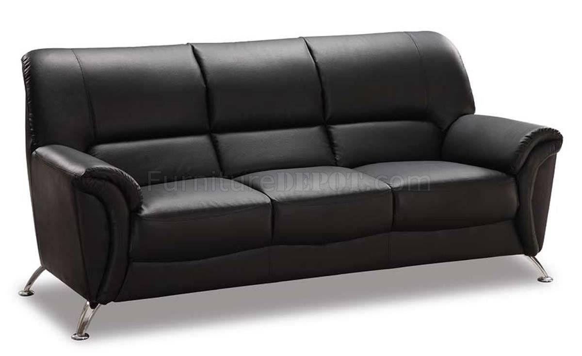 Black Vinyl Leather Modern Sofa W/chromed Metal Legs Inside Sofas With Chrome Legs (View 6 of 15)