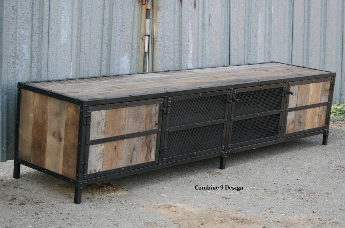 Buy A Hand Made Rustic Industrial Media Console, Tv Stand (or For Wood And Metal Tv Stands (Photo 13 of 15)