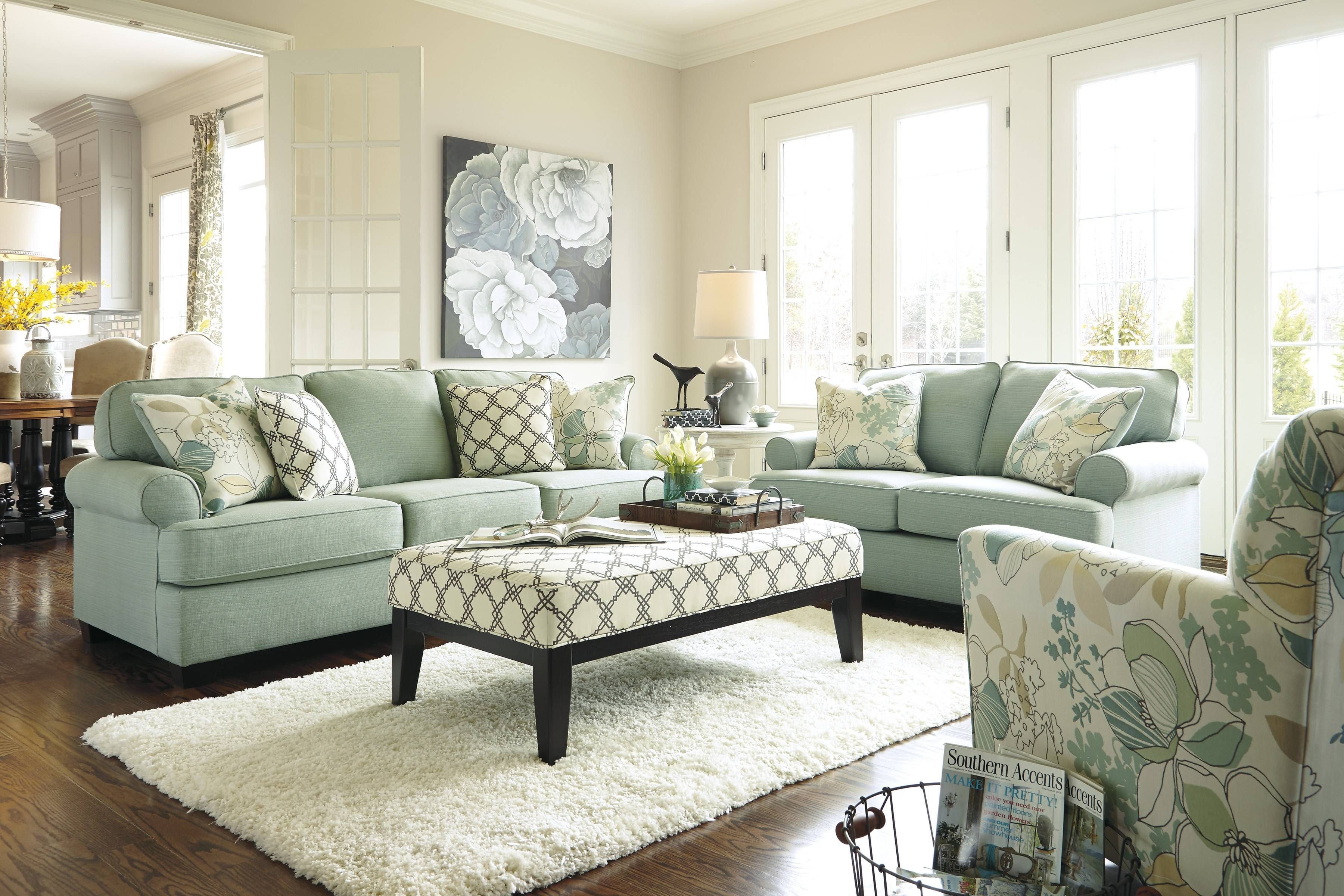 Buy Daystar – Seafoam Living Room Setsignature Design From Www With Regard To Seafoam Sofas (View 2 of 15)