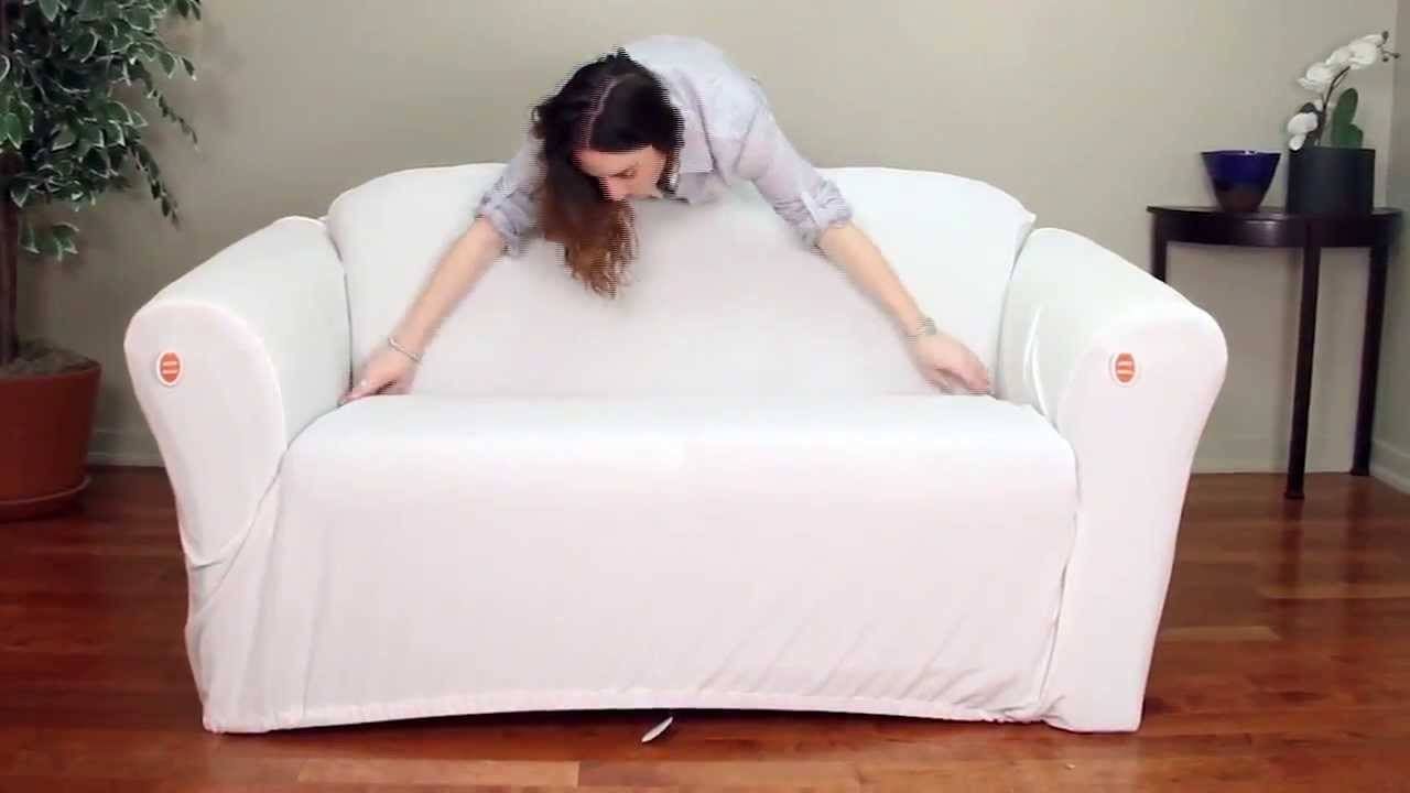 Cabersurefit – One Piece Stretch Slipcover – How To Video – Youtube In Stretch Slipcover Sofas (View 11 of 15)