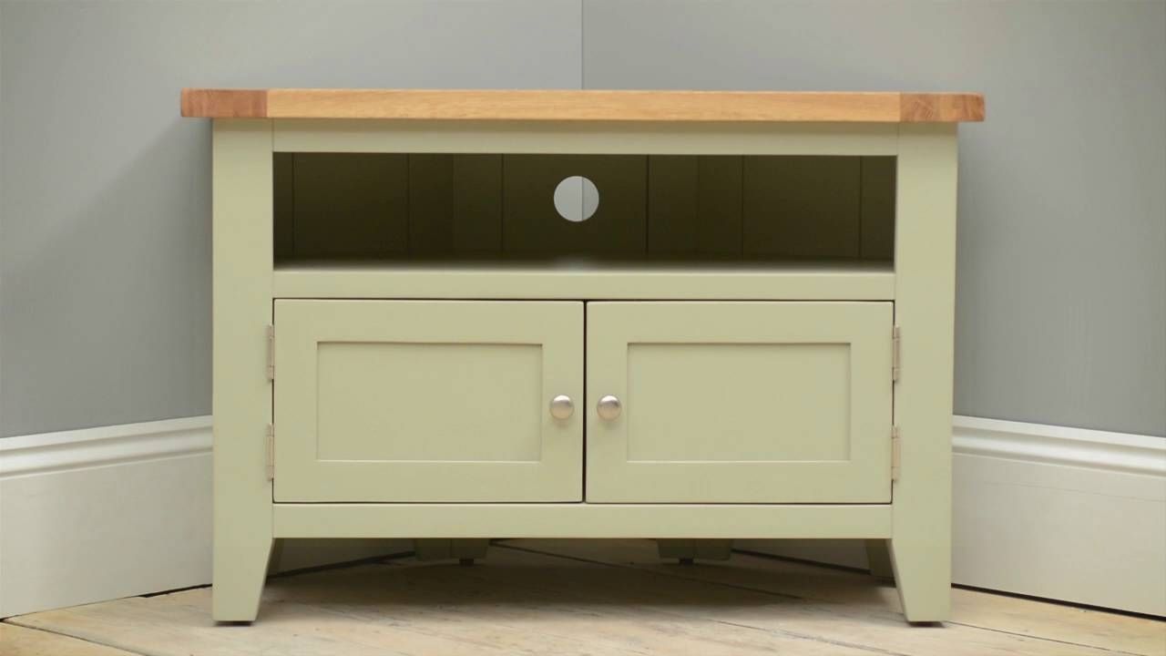 Caldecote French Grey Corner Tv Stand – Up To 42" – Cotswold Co Throughout French Country Tv Cabinets (Photo 7 of 15)