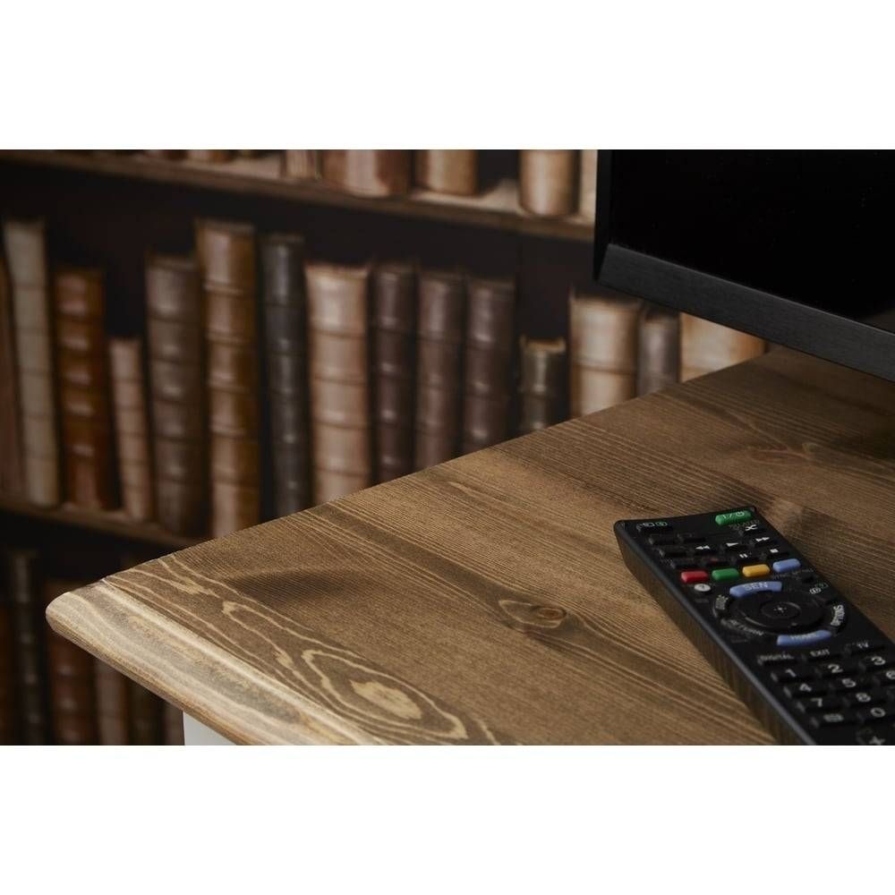 Canterbury Tv Unit In Silk Grey And Dark Pine | Noa & Nani Throughout Dark Wood Tv Cabinets (Photo 13 of 15)