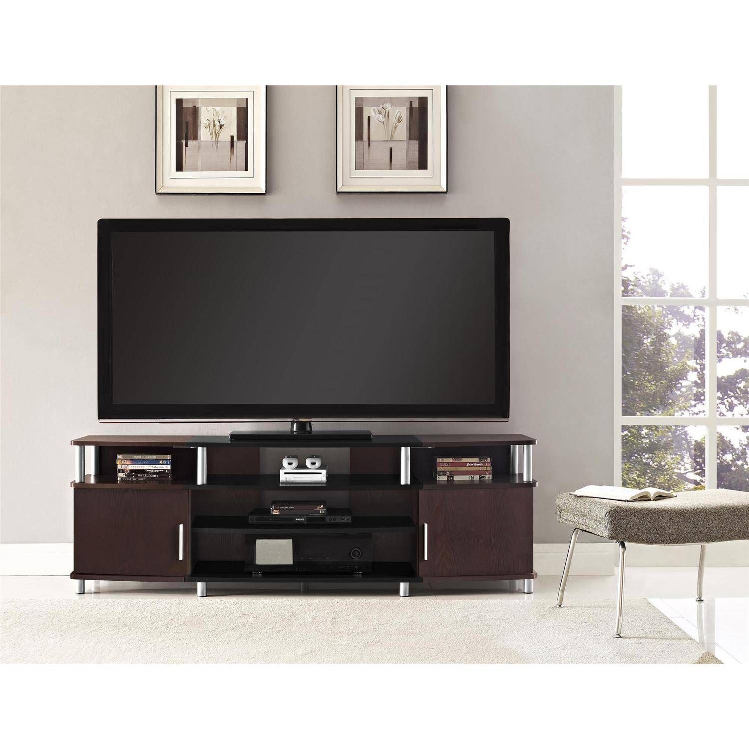 Carson Tv Stand For Tvs Up To 70" Wide, Cherry – Walmart Regarding Light Cherry Tv Stands (View 2 of 15)