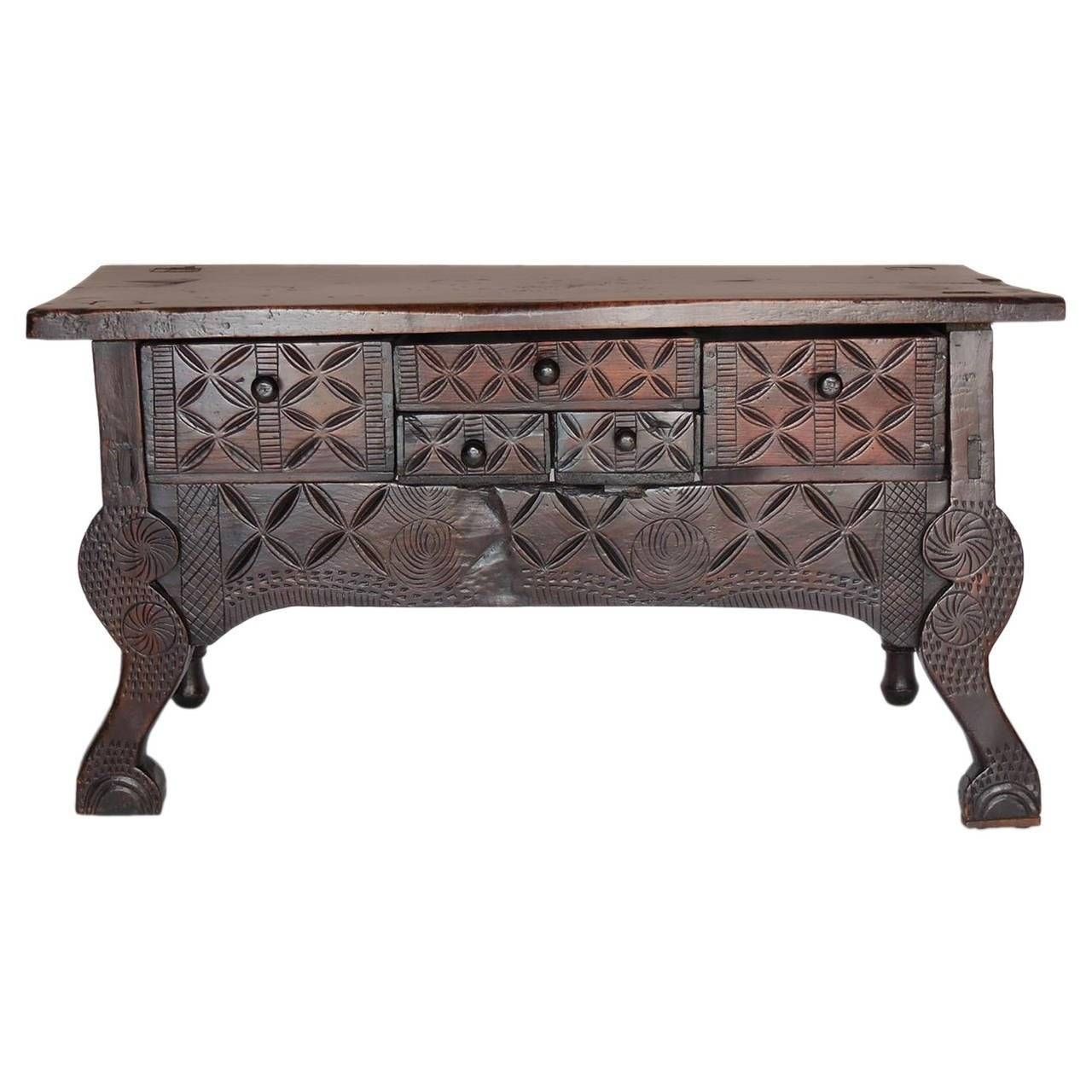 Carved Wood Indigenous Guatemalan Nahuala "animal Spirit" Table Within Carved Wood Sofas (View 12 of 15)