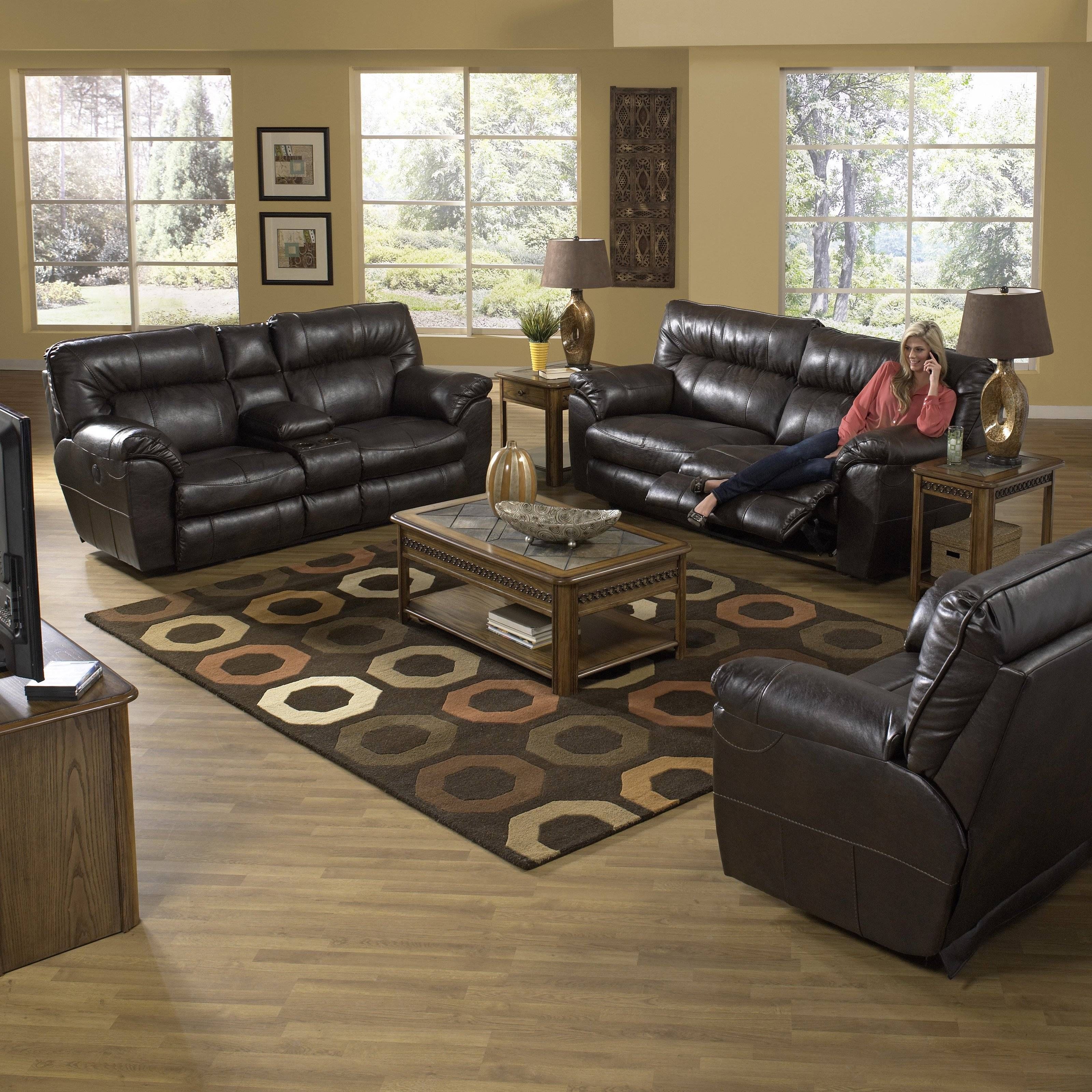 Catnapper Nolan Leather Reclining Sofa Set – Godiva | Hayneedle For Catnapper Recliner Sofas (View 4 of 15)