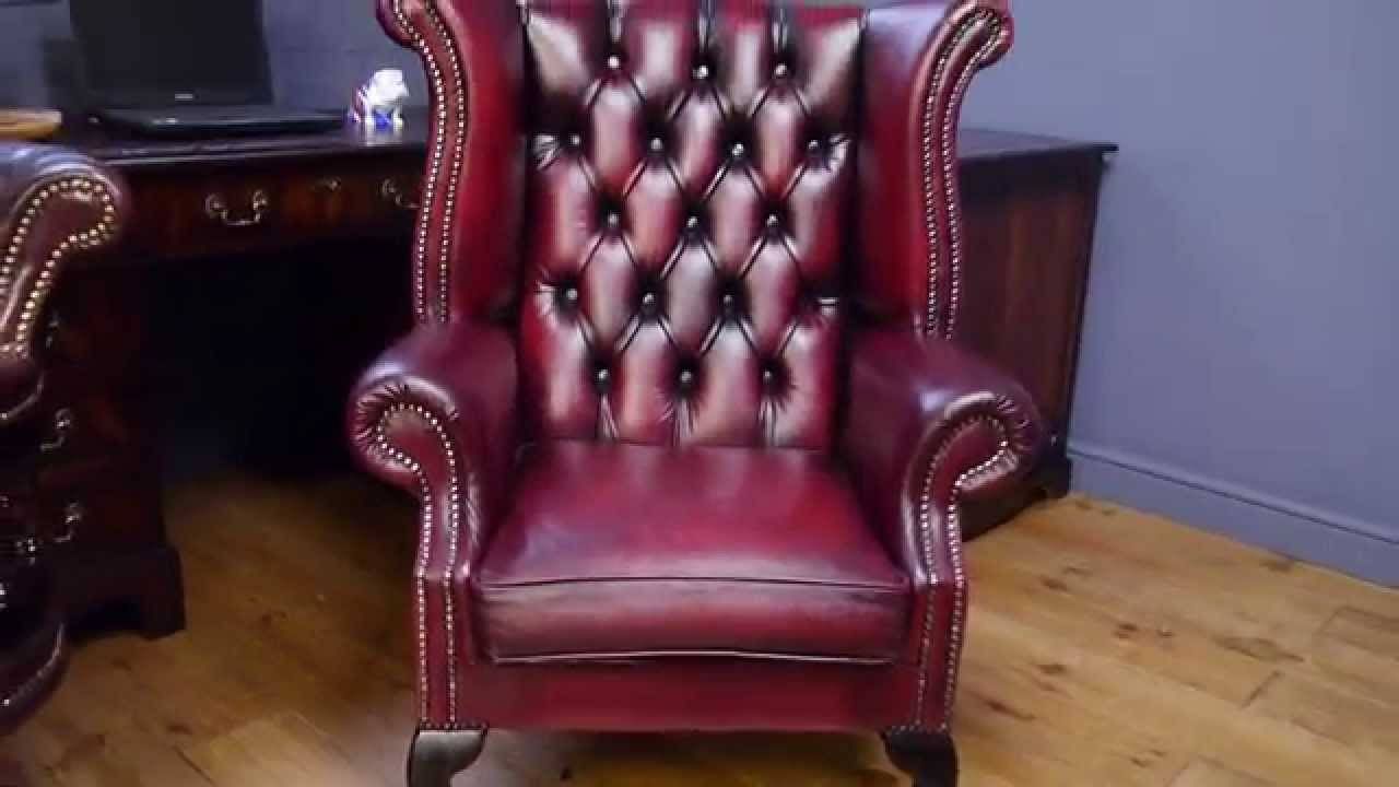 Chesterfield Chair Wing Back Antique Style Oxblood Red Leather With Regard To Red Leather Chesterfield Chairs (Photo 6 of 15)