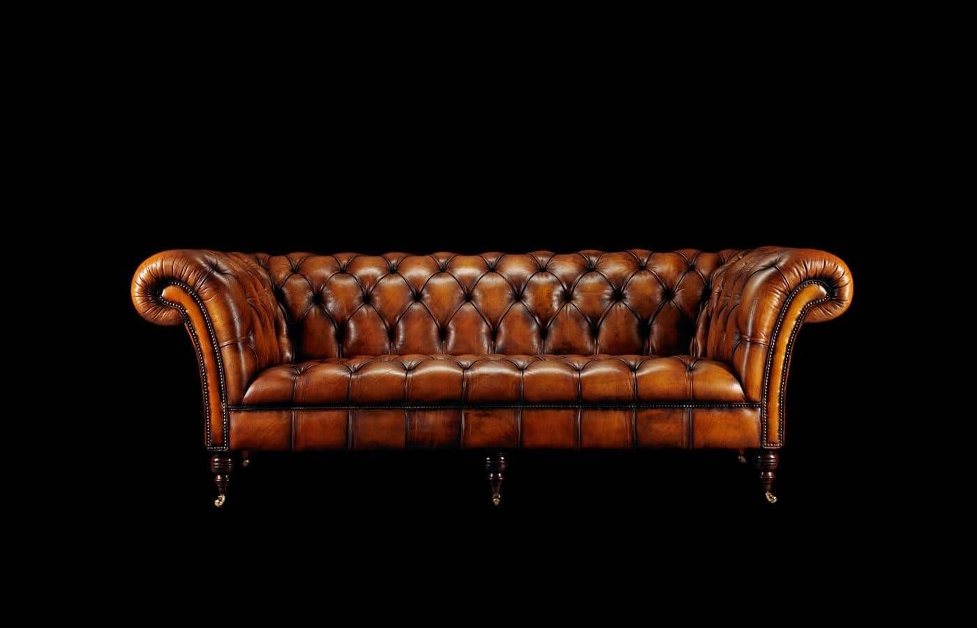 Chesterfield Sofa / Leather / 2 Seater / On Casters – Phillip With Casters Sofas (View 5 of 15)