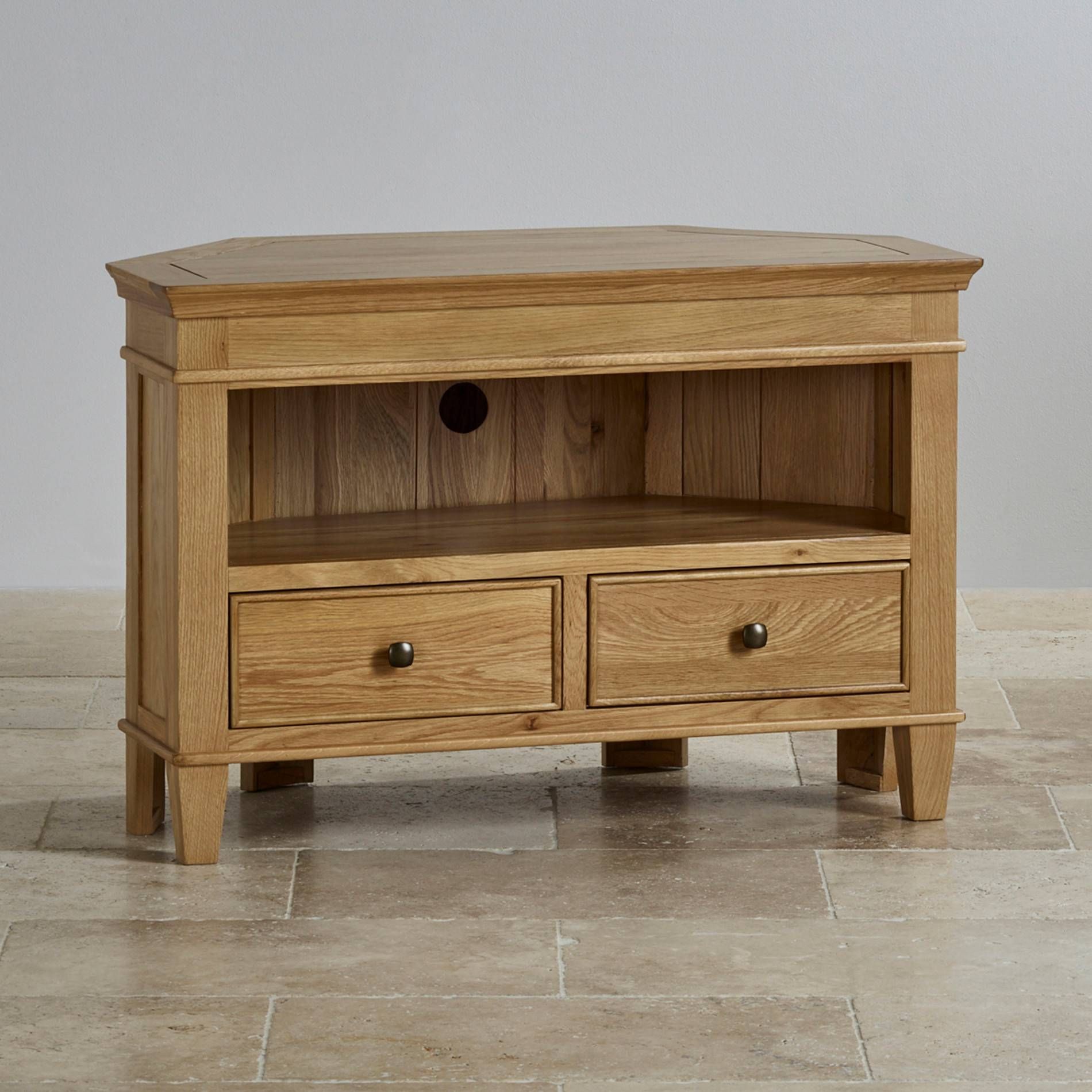 Classic Corner Tv Cabinet In Solid Oak | Oak Furniture Land Pertaining To Solid Wood Corner Tv Cabinets (View 5 of 15)