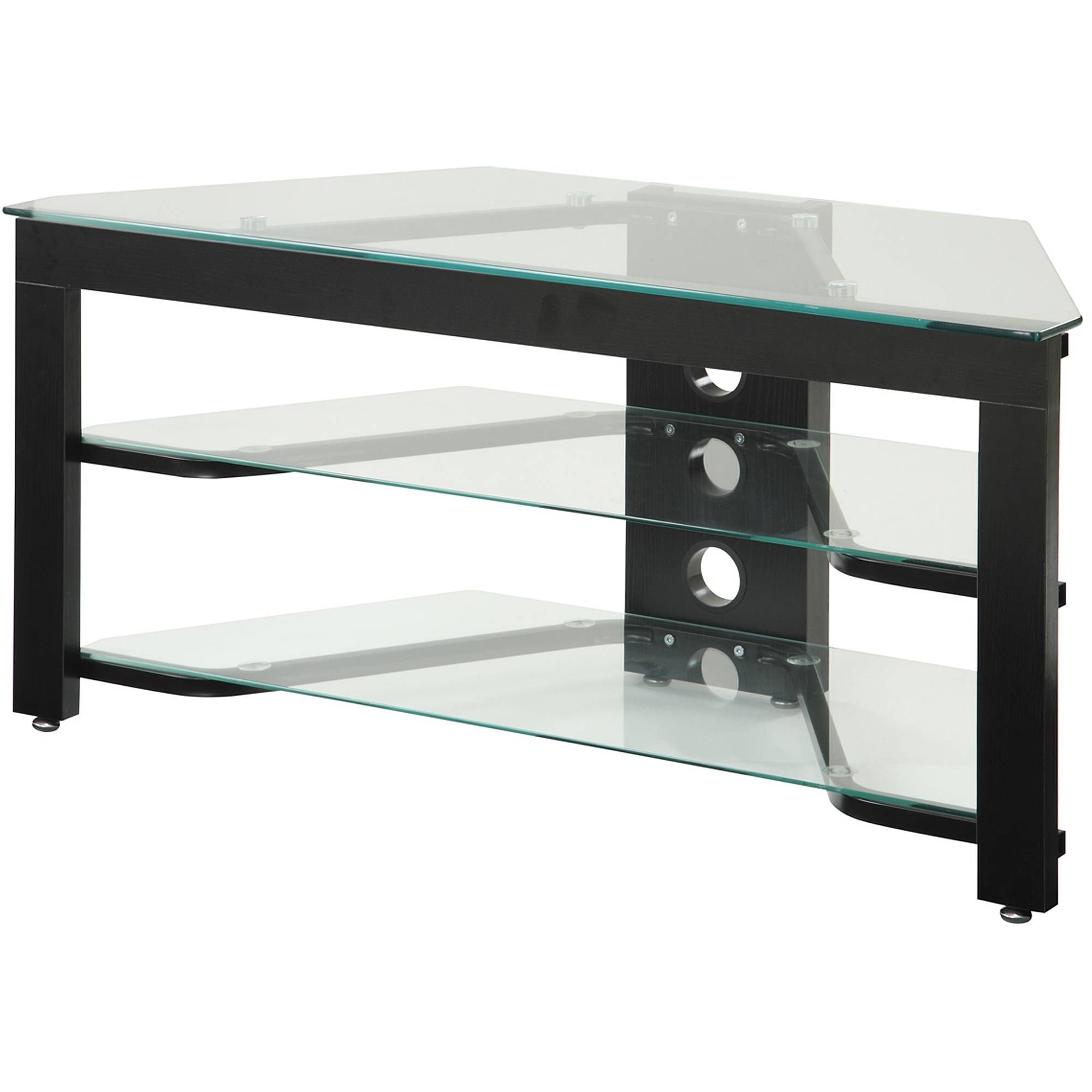 Convenience Concepts Designs2go Wood And Glass Tv Stand For Tvs Up Inside Black Glass Tv Stands (Photo 1 of 15)