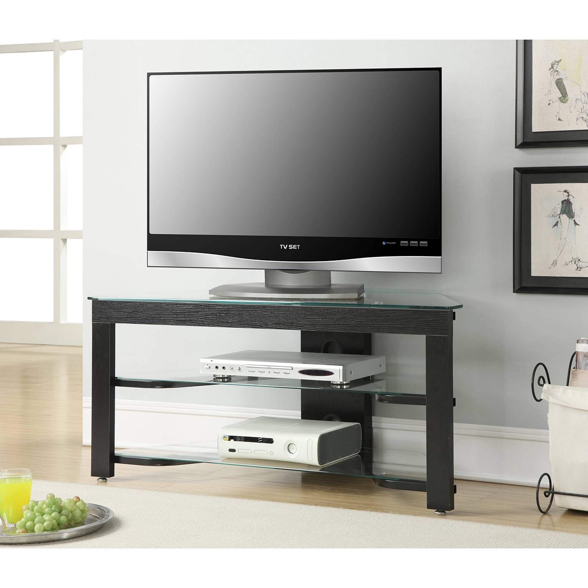 Convenience Concepts Designs2go Wood And Glass Tv Stand For Tvs Up With Wood Tv Stand With Glass (View 3 of 15)