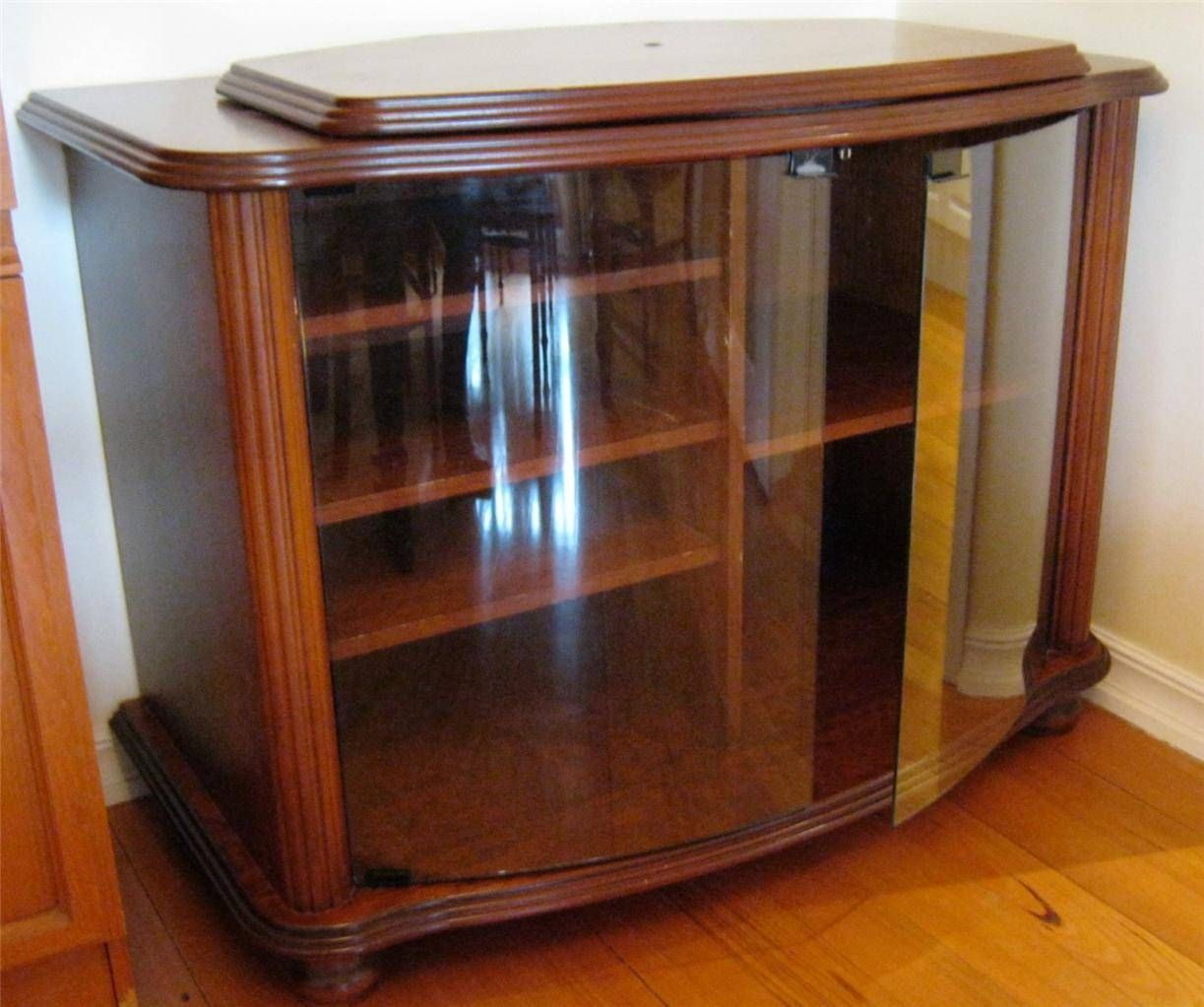 Corner Tv Stand Cabinet With Frameless Glass Doors – Decofurnish Within Corner Tv Unit With Glass Doors (View 5 of 15)