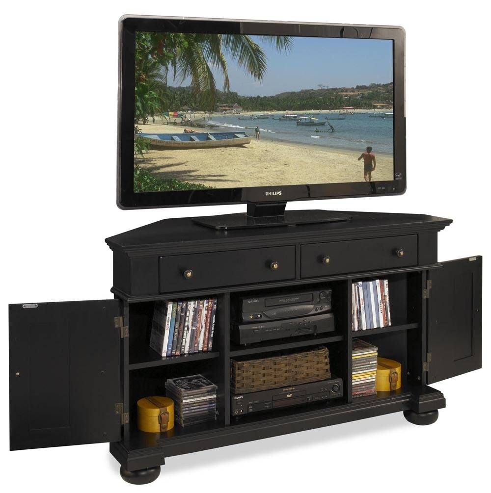 Corner Tv Stand With Dvd Place In Black Wood Corner Tv Stands (View 4 of 15)