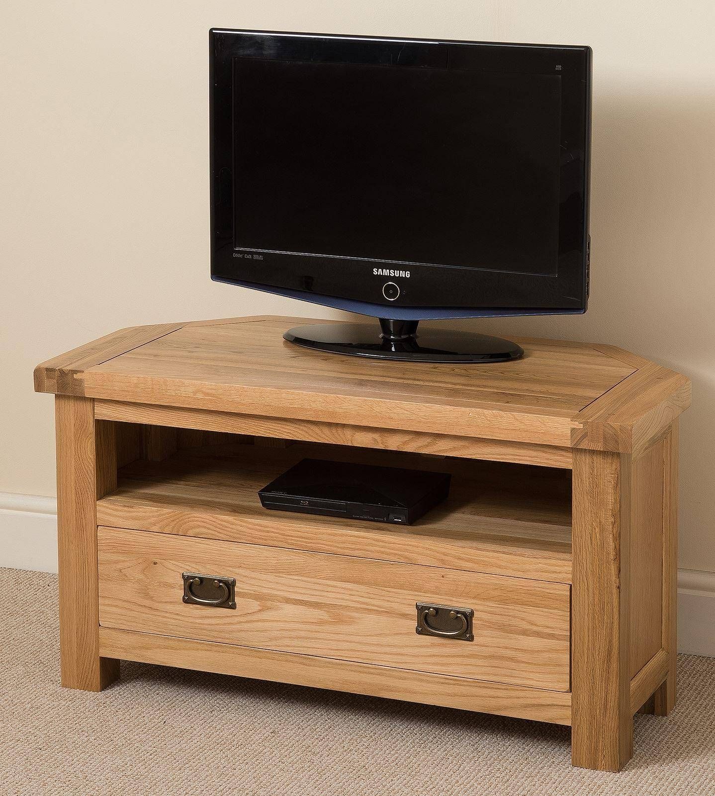 Cottage Light Solid Oak Corner Tv Cabinet | Oak Furniture King For Light Oak Corner Tv Cabinets (View 7 of 15)