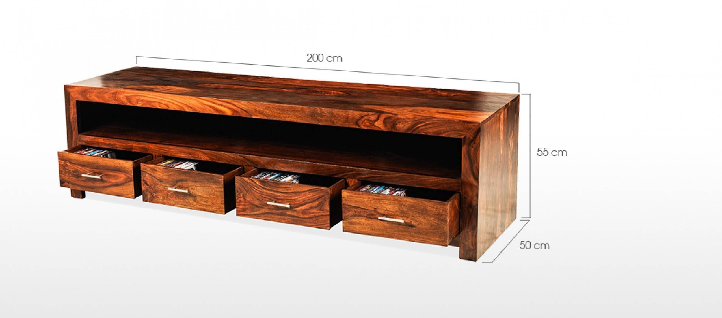 Cube Sheesham Long Plasma Tv Cabinet | Quercus Living Pertaining To Wide Tv Cabinets (View 4 of 15)