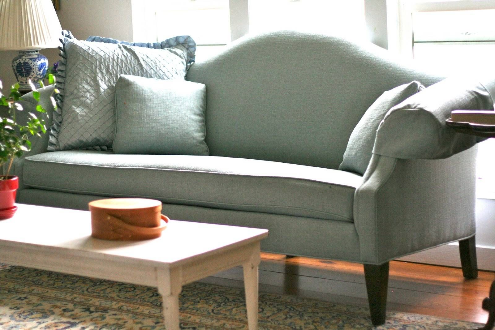 Custom Slipcoversshelley: White Camel Back Couch Pertaining To Camel Back Sofa Slipcovers (View 1 of 15)