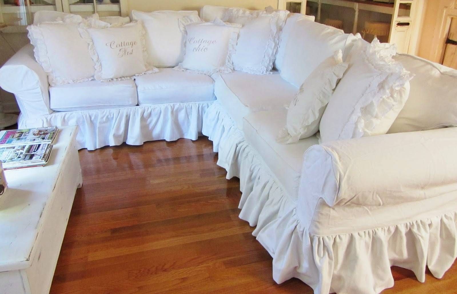 Decor: Lovely Shabby Chic Slipcovers For Enchanting Furniture Intended For Shabby Chic Sectional Sofas (Photo 12 of 15)