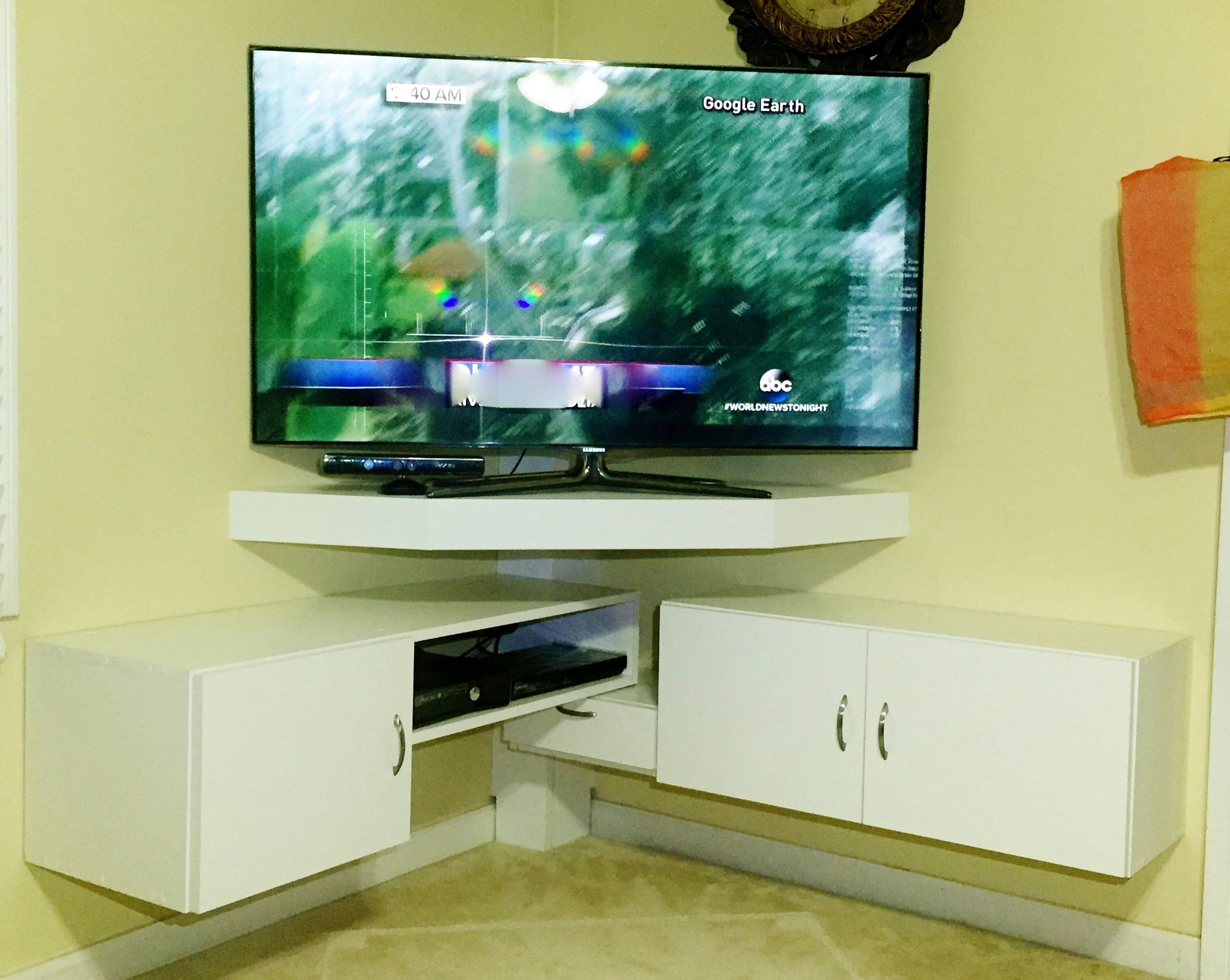 Diy – Corner Tv Stand – Youtube In Corner Tv Tables Stands (Photo 7 of 15)