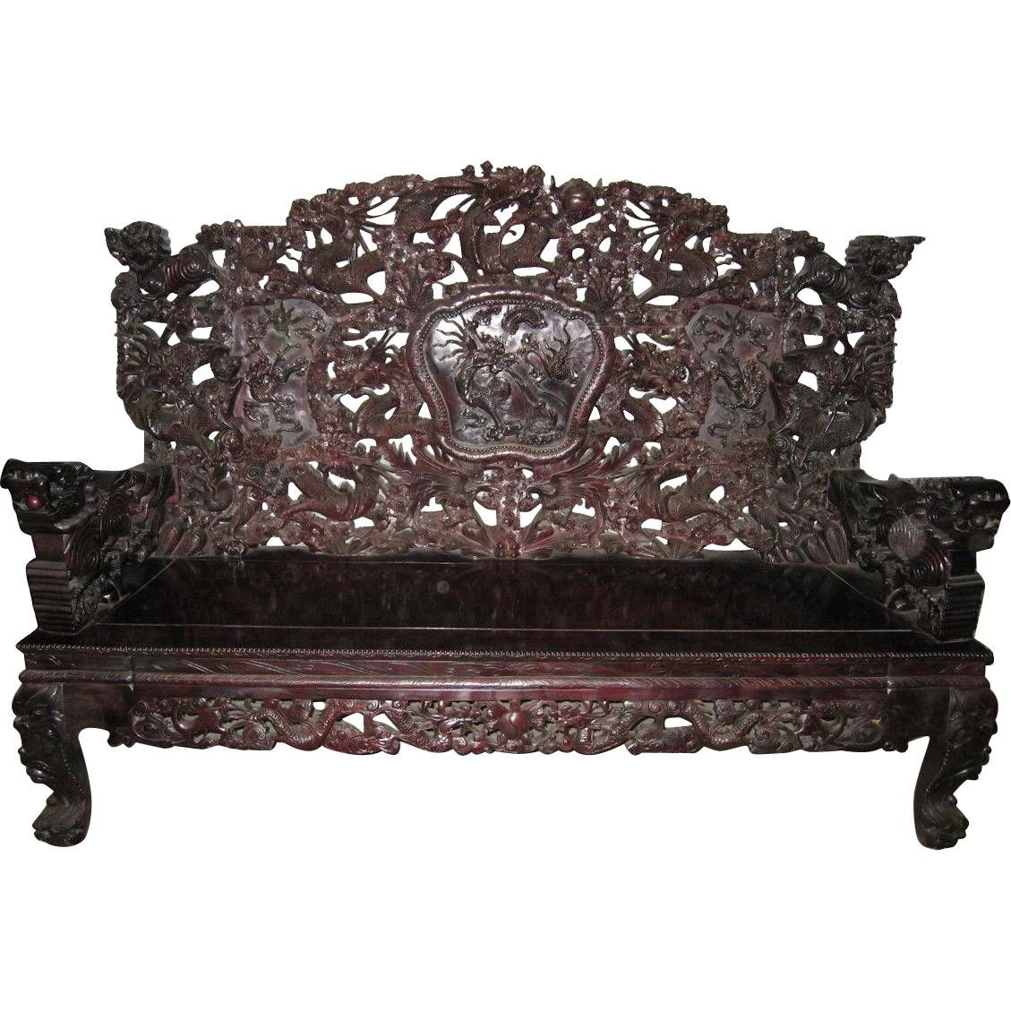 Exquisite Vintage Chinese Carved Wood Sofa From Dynastycollections With Regard To Carved Wood Sofas (Photo 5 of 15)