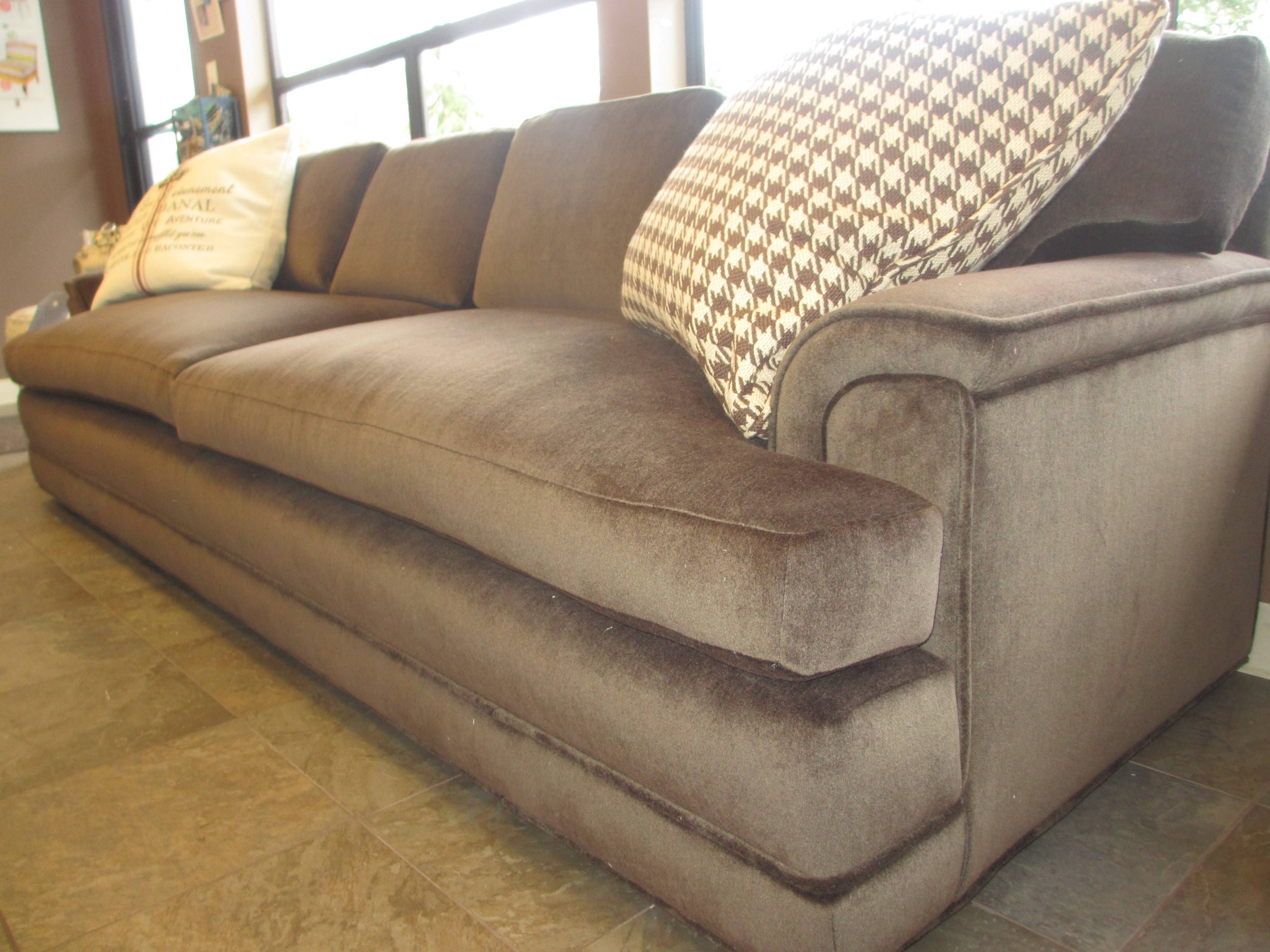 Extra Large Brown Velvet Love Seat Sofa Bed With Two Cushions Of Within Brown Velvet Sofas (Photo 9 of 15)