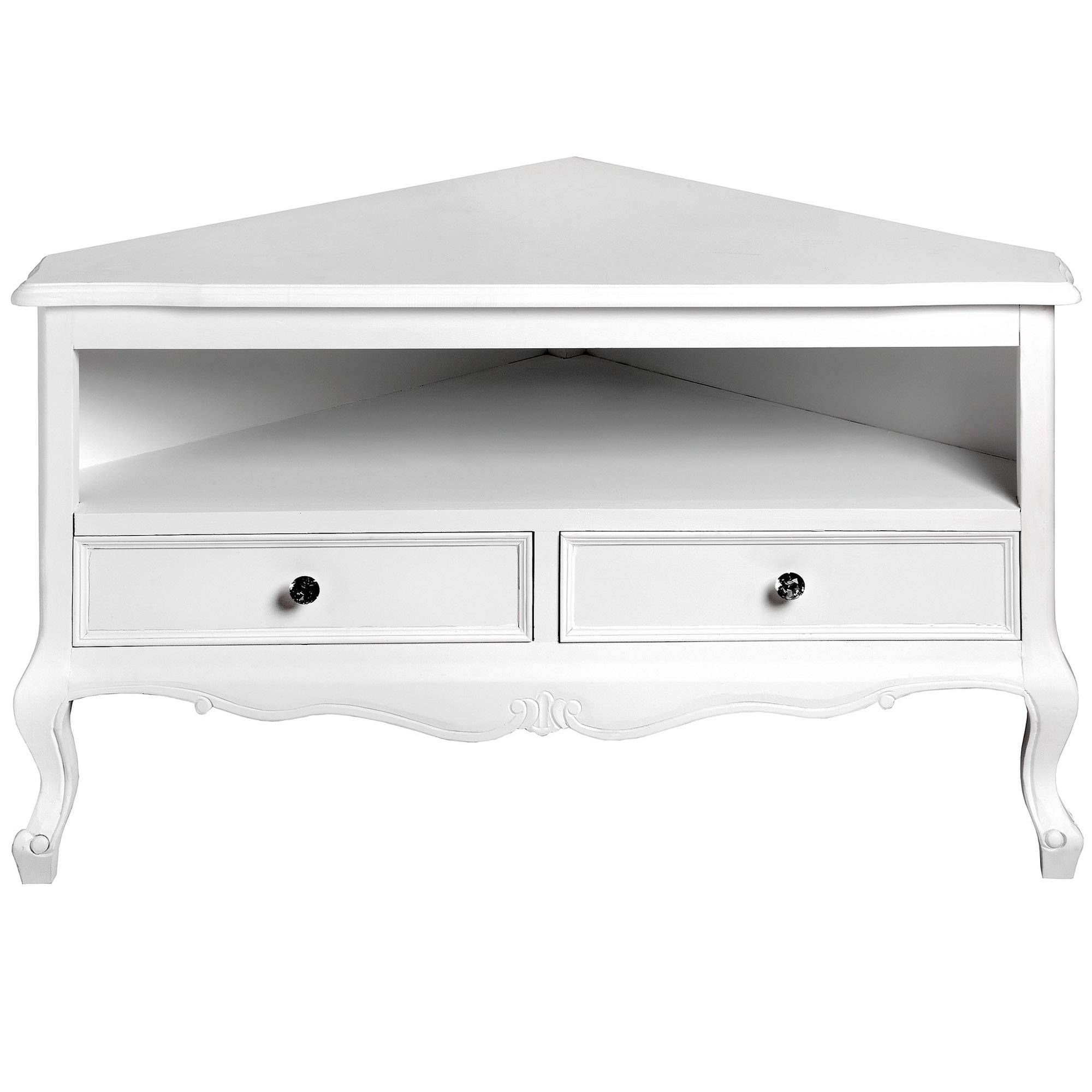 Fleur White Shabby Chic Corner Tv Unit | Lounge | Homesdirect365 In White Corner Tv Cabinets (View 1 of 15)