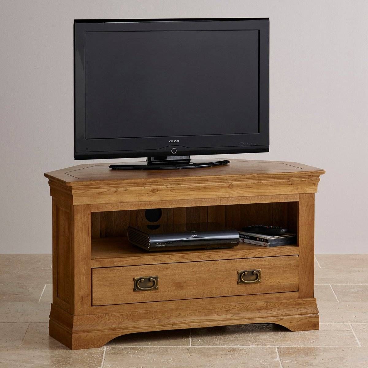 French Farmhouse Corner Tv Unit | Solid Oak | Oak Furniture Land With Regard To Real Wood Corner Tv Stands (View 3 of 15)