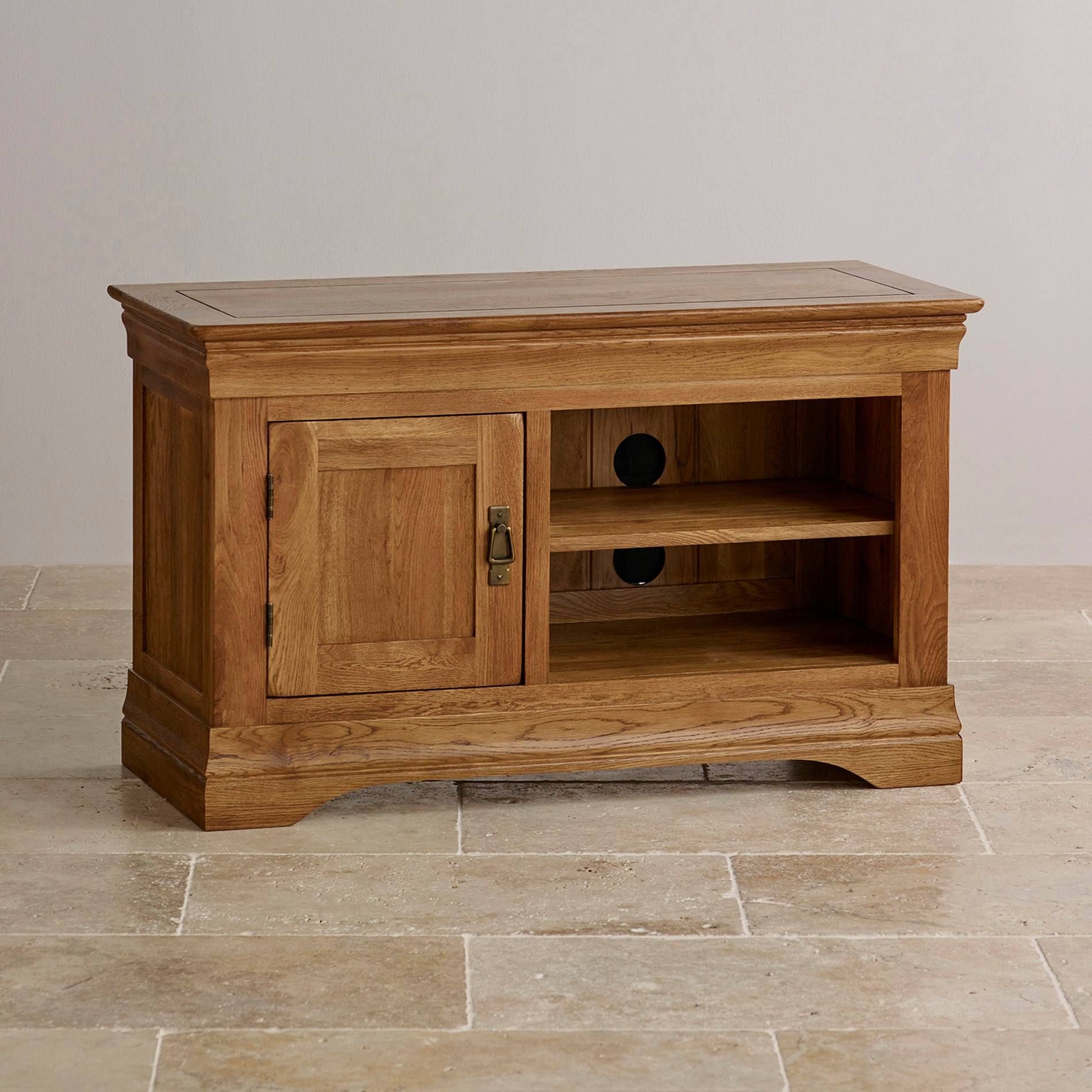 French Farmhouse Tv Cabinet | Solid Oak | Oak Furniture Land Throughout Small Tv Cabinets (View 1 of 15)