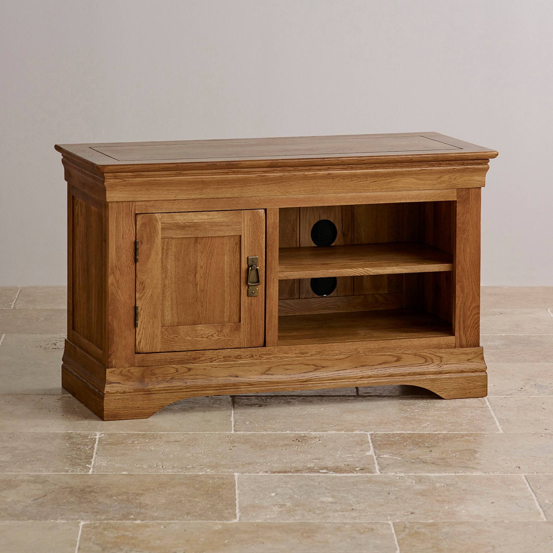 French Farmhouse Tv Cabinet | Solid Oak | Oak Furniture Land Throughout Small Tv Cabinets (Photo 1 of 15)