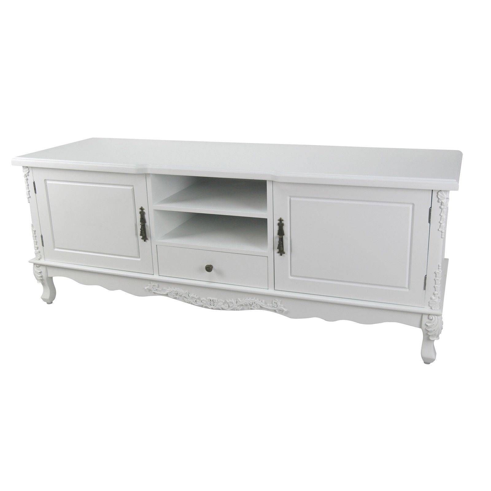 French Style White Large Cabinet Tv Unit Furniture – La Maison Inside French Style Tv Cabinets (Photo 8 of 15)