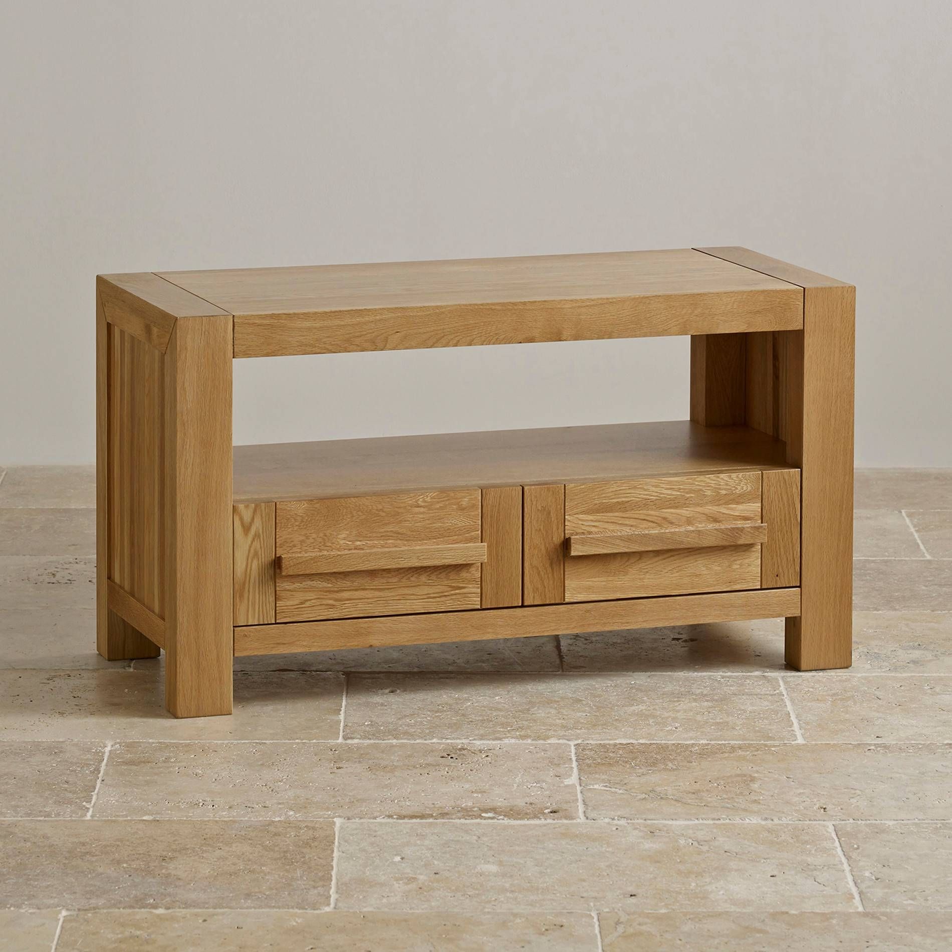 Fresco 2 Drawer Tv Cabinet In Solid Oak | Oak Furniture Land Throughout Solid Oak Tv Cabinets (View 6 of 15)
