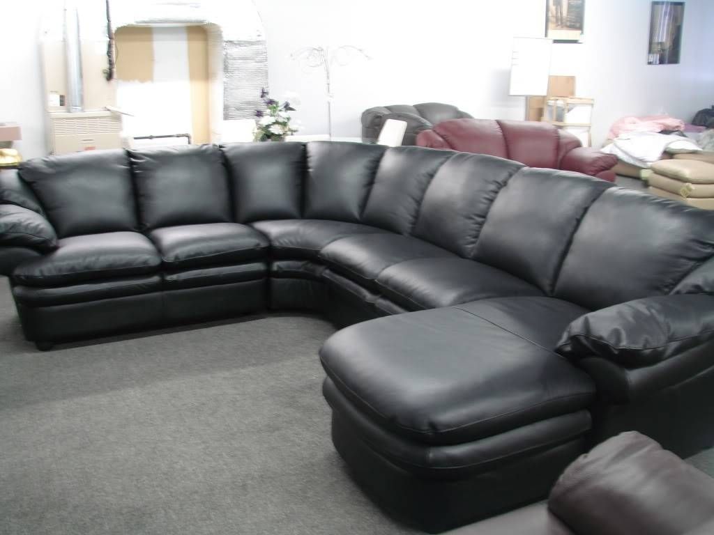 Furniture. Black Leather Large Sectional Sofa With Chaise Using Within Black Leather Chaise Sofas (Photo 13 of 15)