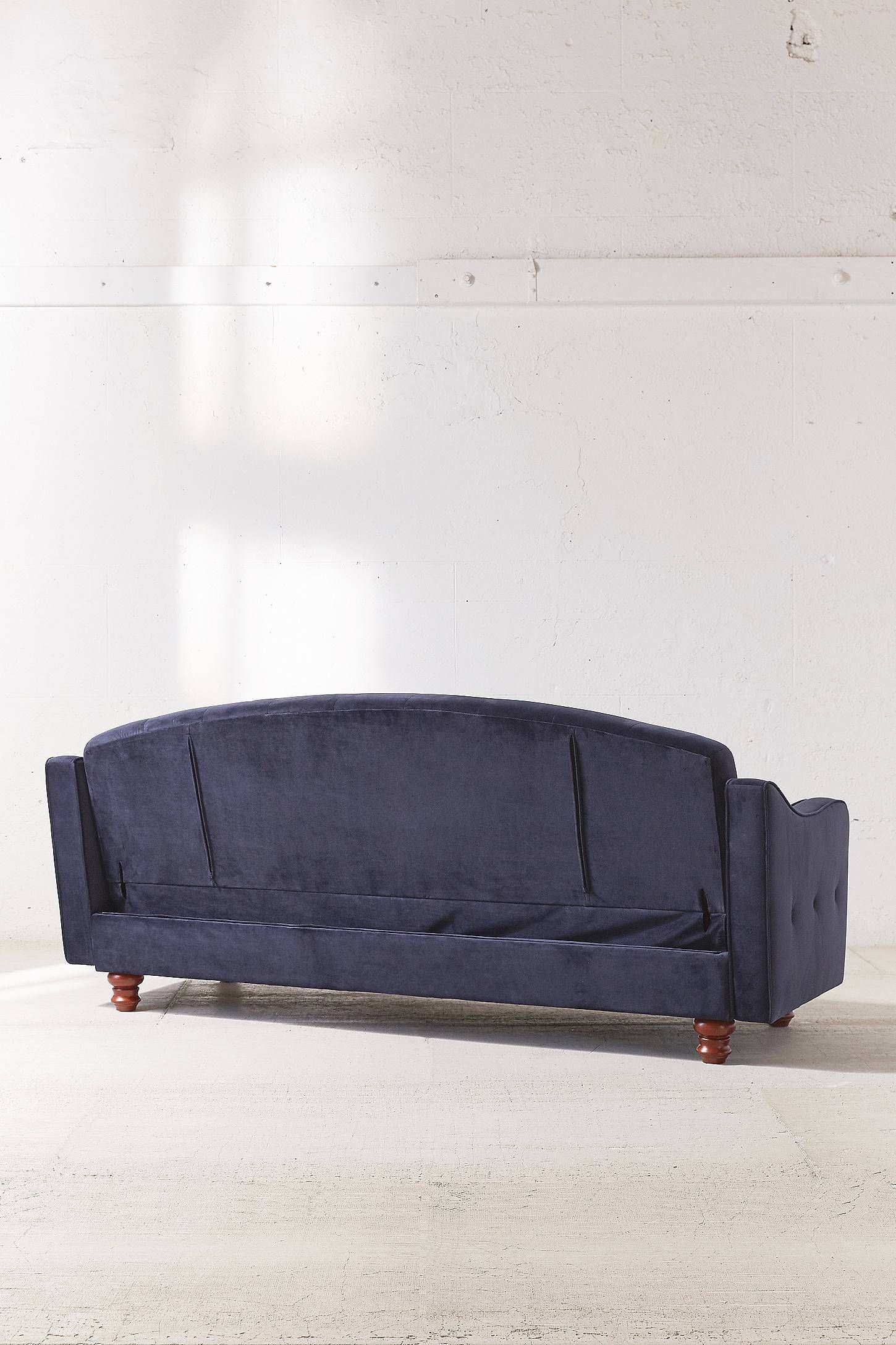 Furniture: Blue Velvet Tufted Sofa | Ava Velvet Tufted Sleeper With Ava Velvet Tufted Sleeper Sofas (Photo 6 of 15)