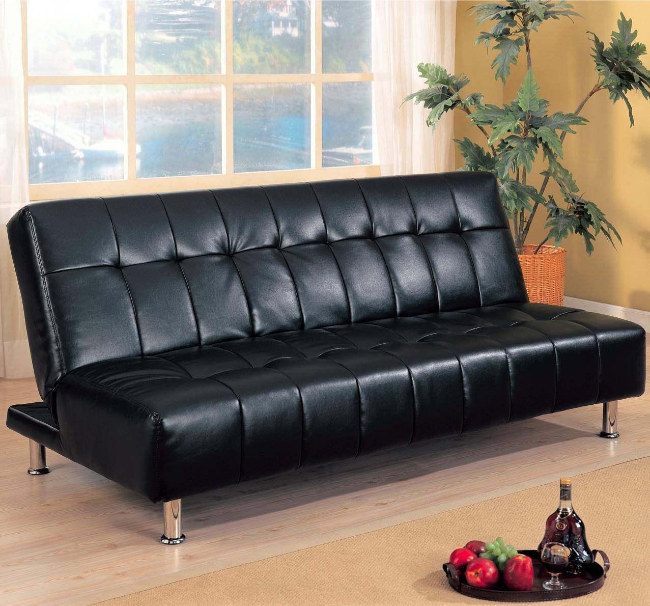 Furniture: Fabulous Faux Leather Futon For Living Room Decor For Faux Leather Futon Sofas (Photo 1 of 15)