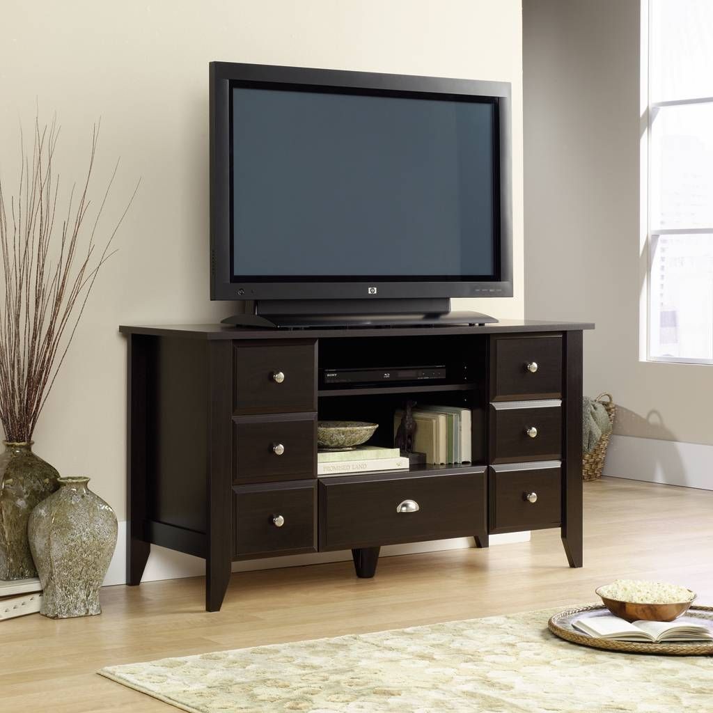 Furniture: Interesting Sauder Tv Stand For Home Furniture Ideas With Fancy Tv Stands (View 11 of 15)