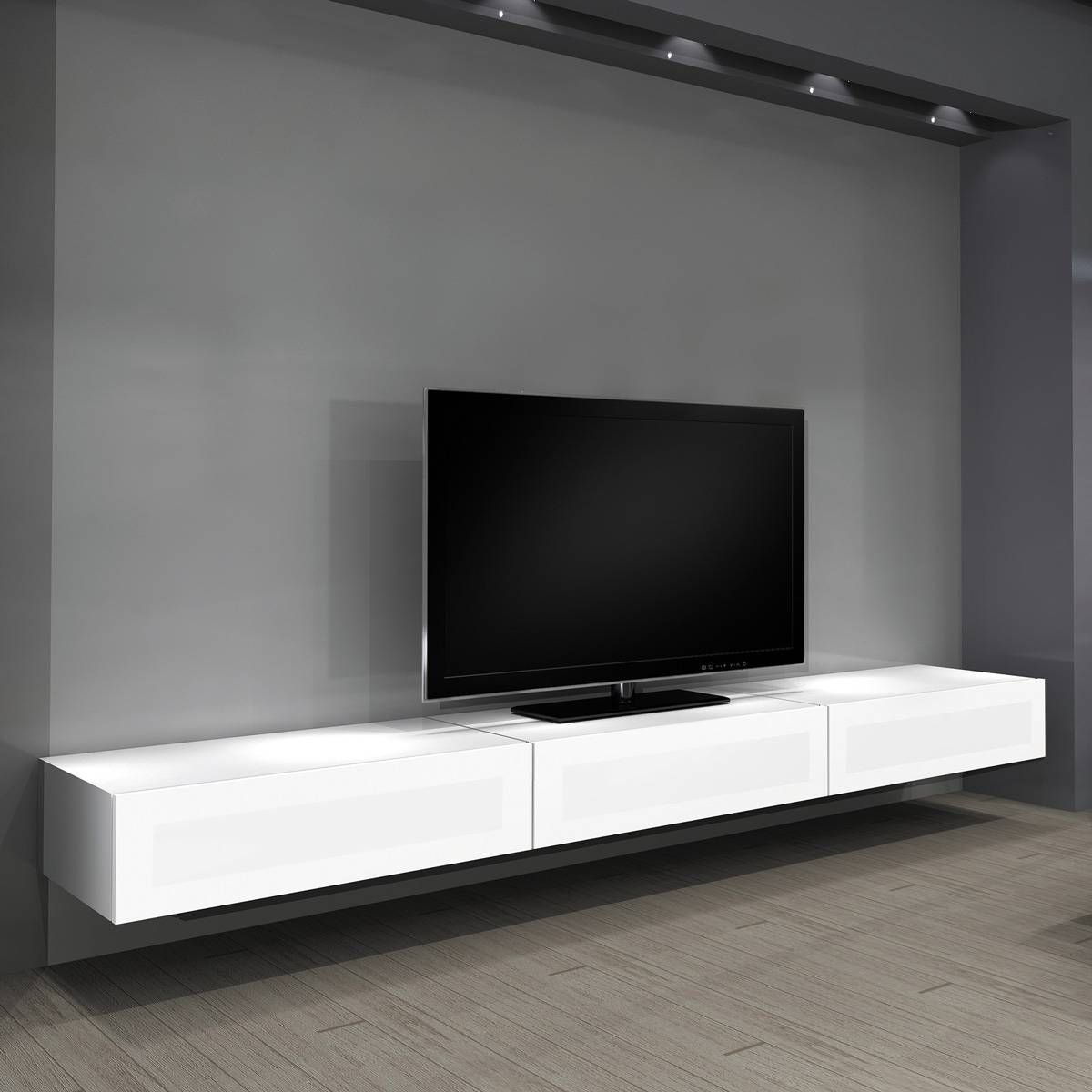Furniture: Modern Wall Mount Entertainment Center In White With With Regard To Modern Tv Stands With Mount (View 10 of 15)