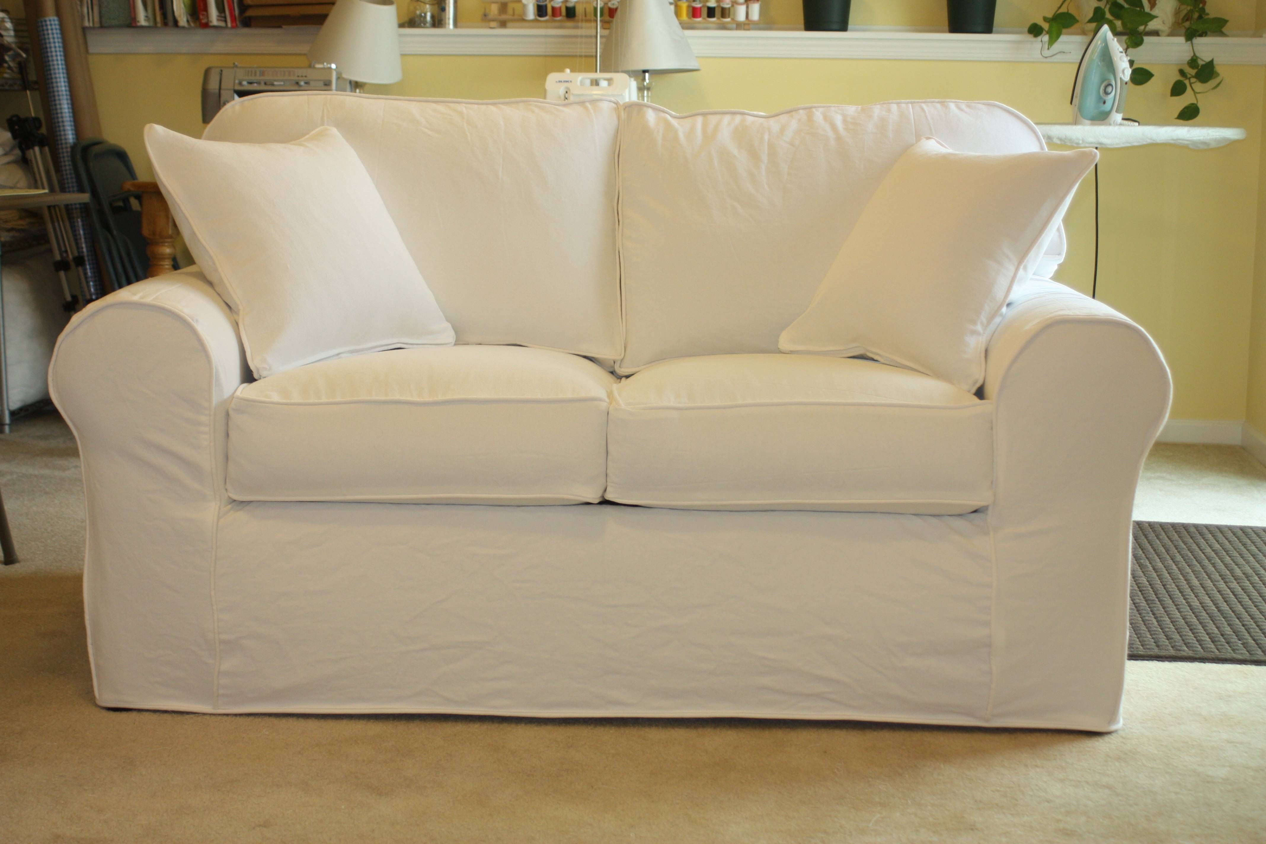 Furniture: Slipcover For Loveseat With Chaise | Small Slipcovered Throughout Denim Loveseats (View 15 of 15)