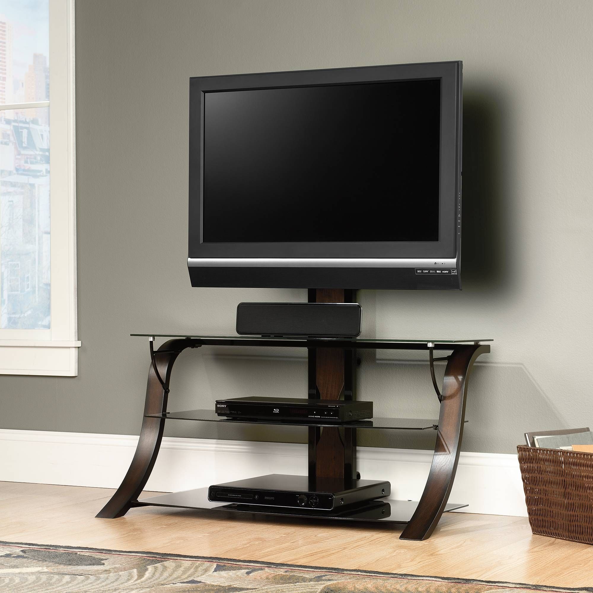 Furniture. The Modern Tv Stands For Flat Screens For More Secure With Modern Tv Stands With Mount (Photo 11 of 15)