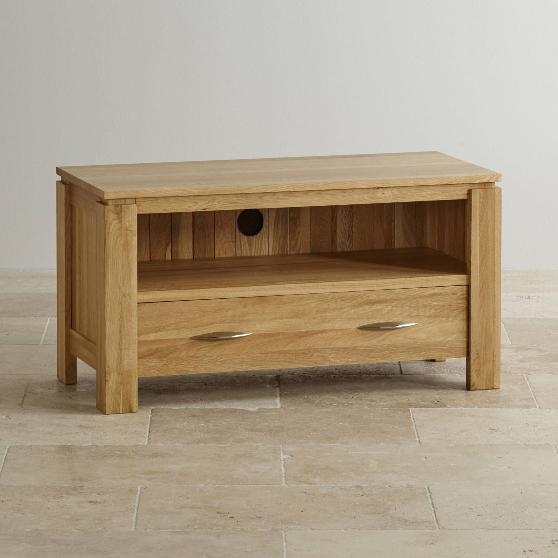 Galway Natural Solid Oak Tv + Dvd Stand | Living Room Furniture Inside Hardwood Tv Stands (Photo 1 of 15)