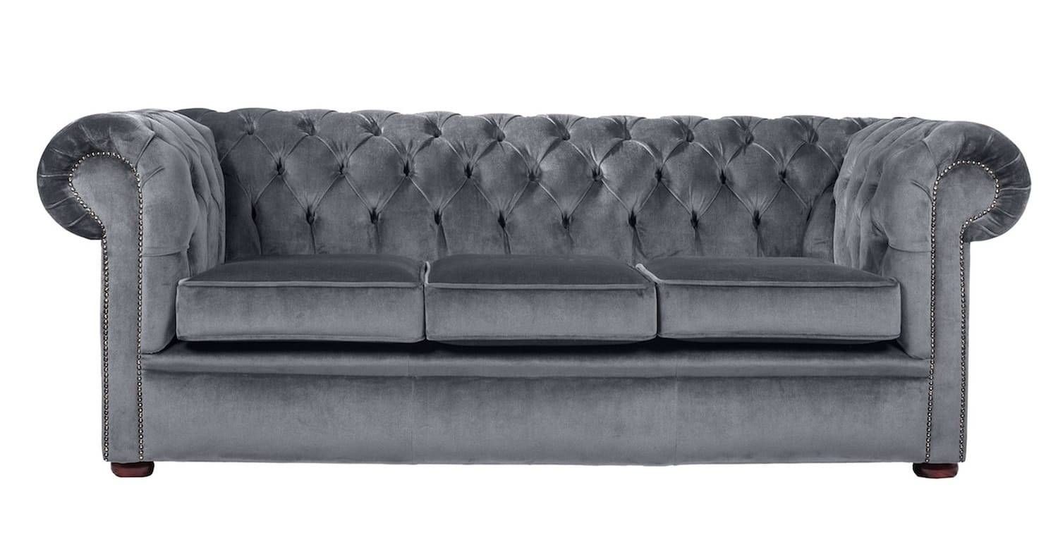 Graphite Velvet Chesterfield Sofa, Handcrafted In The Uk Inside Purple Chesterfield Sofas (View 8 of 15)